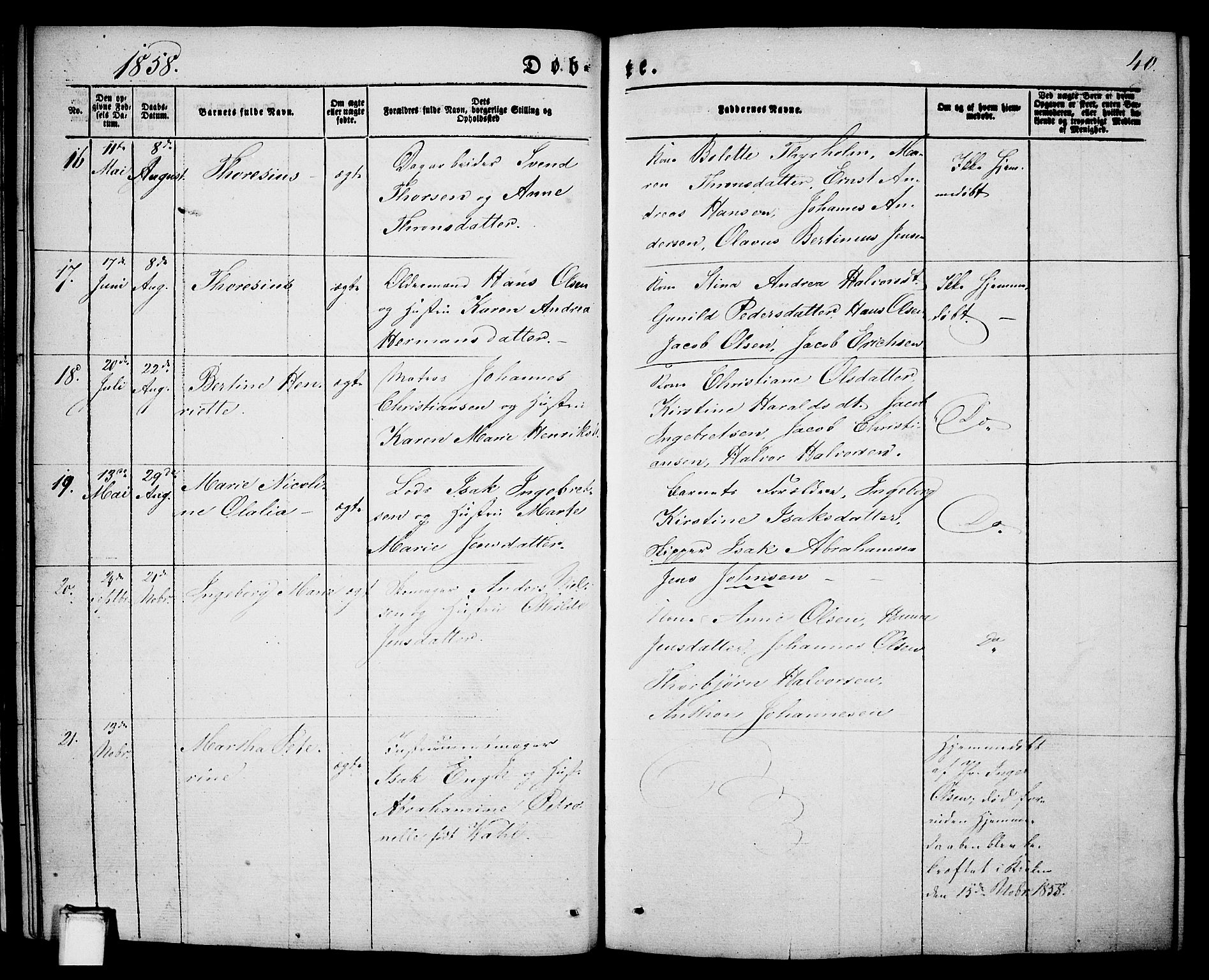 Porsgrunn kirkebøker , AV/SAKO-A-104/G/Ga/L0002: Parish register (copy) no. I 2, 1847-1877, p. 40