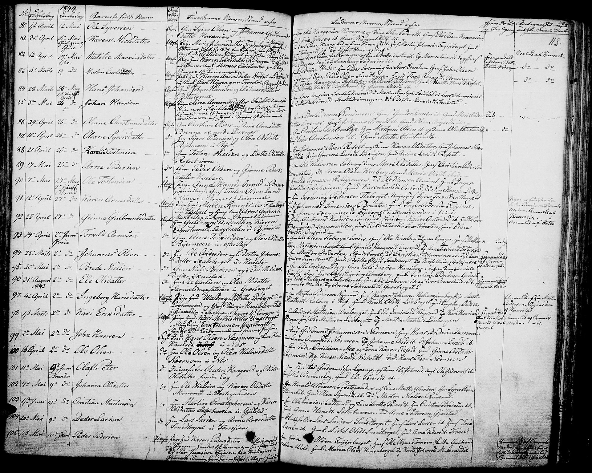 Grue prestekontor, AV/SAH-PREST-036/H/Ha/Haa/L0007: Parish register (official) no. 7, 1830-1847, p. 115