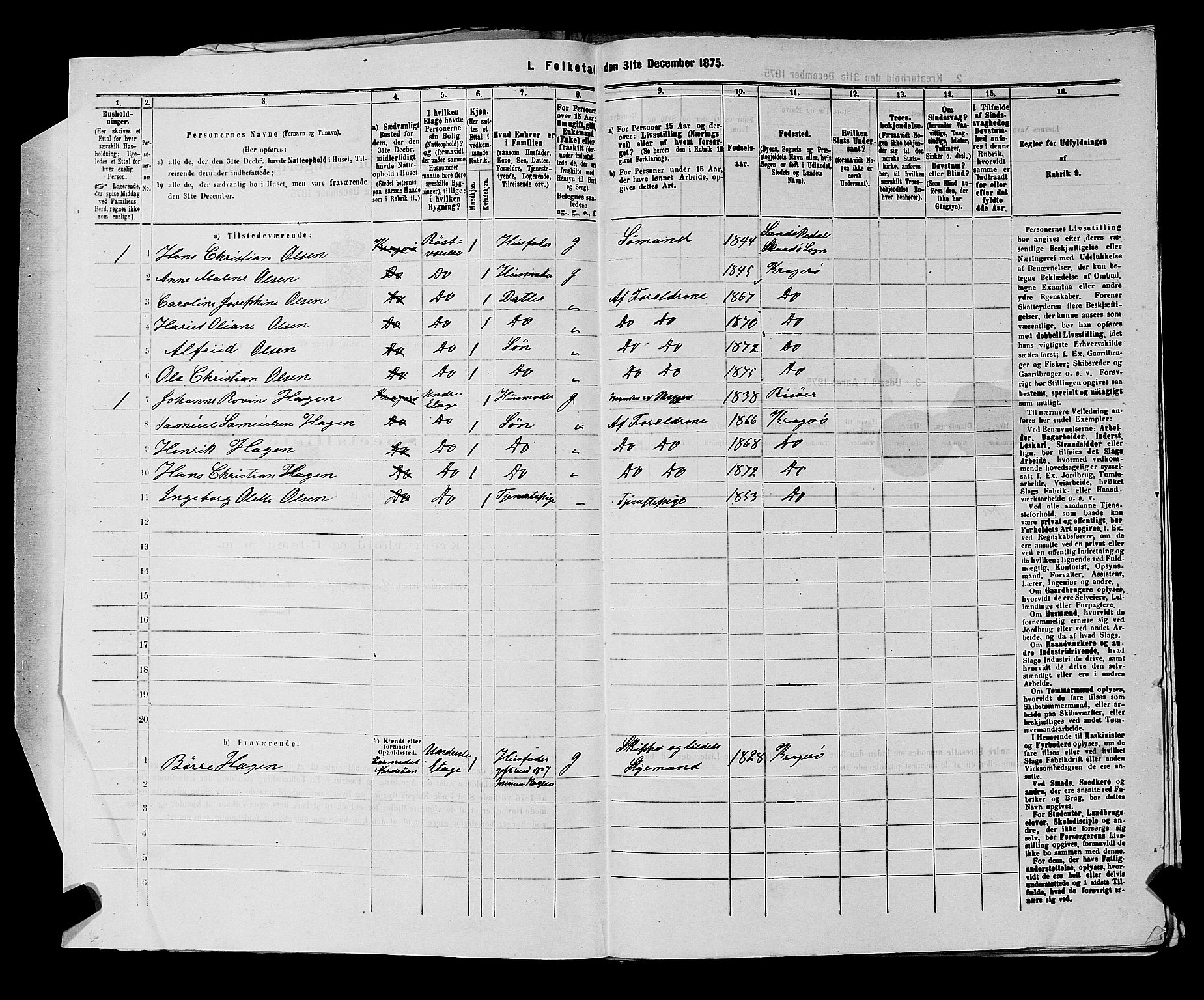 SAKO, 1875 census for 0801P Kragerø, 1875, p. 806