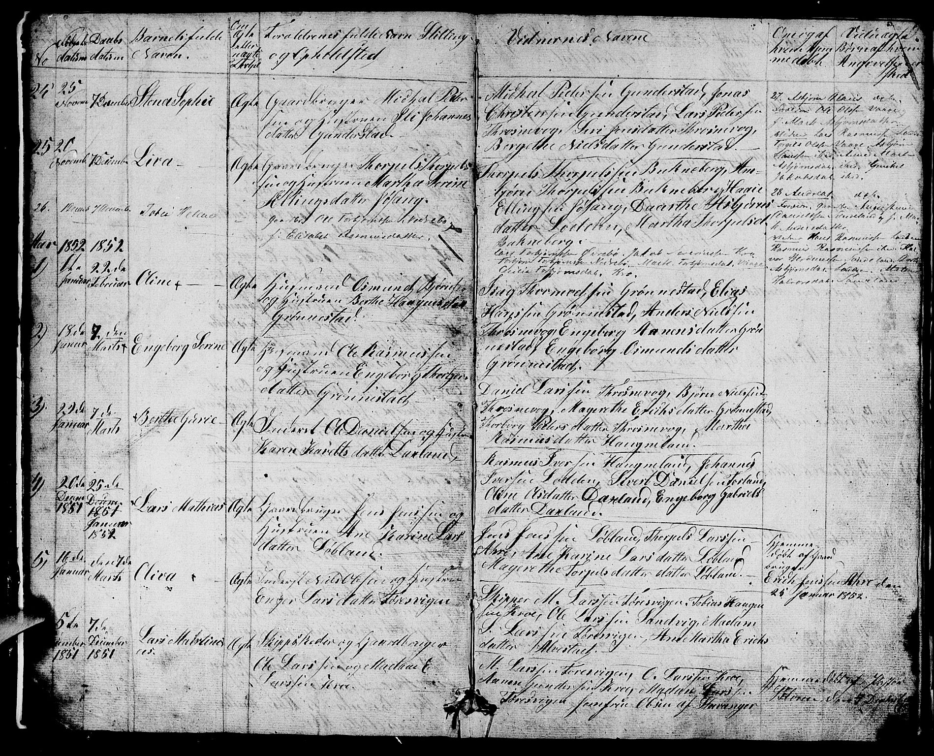 Tysvær sokneprestkontor, SAST/A -101864/H/Ha/Hab/L0001: Parish register (copy) no. B 1, 1851-1887, p. 5