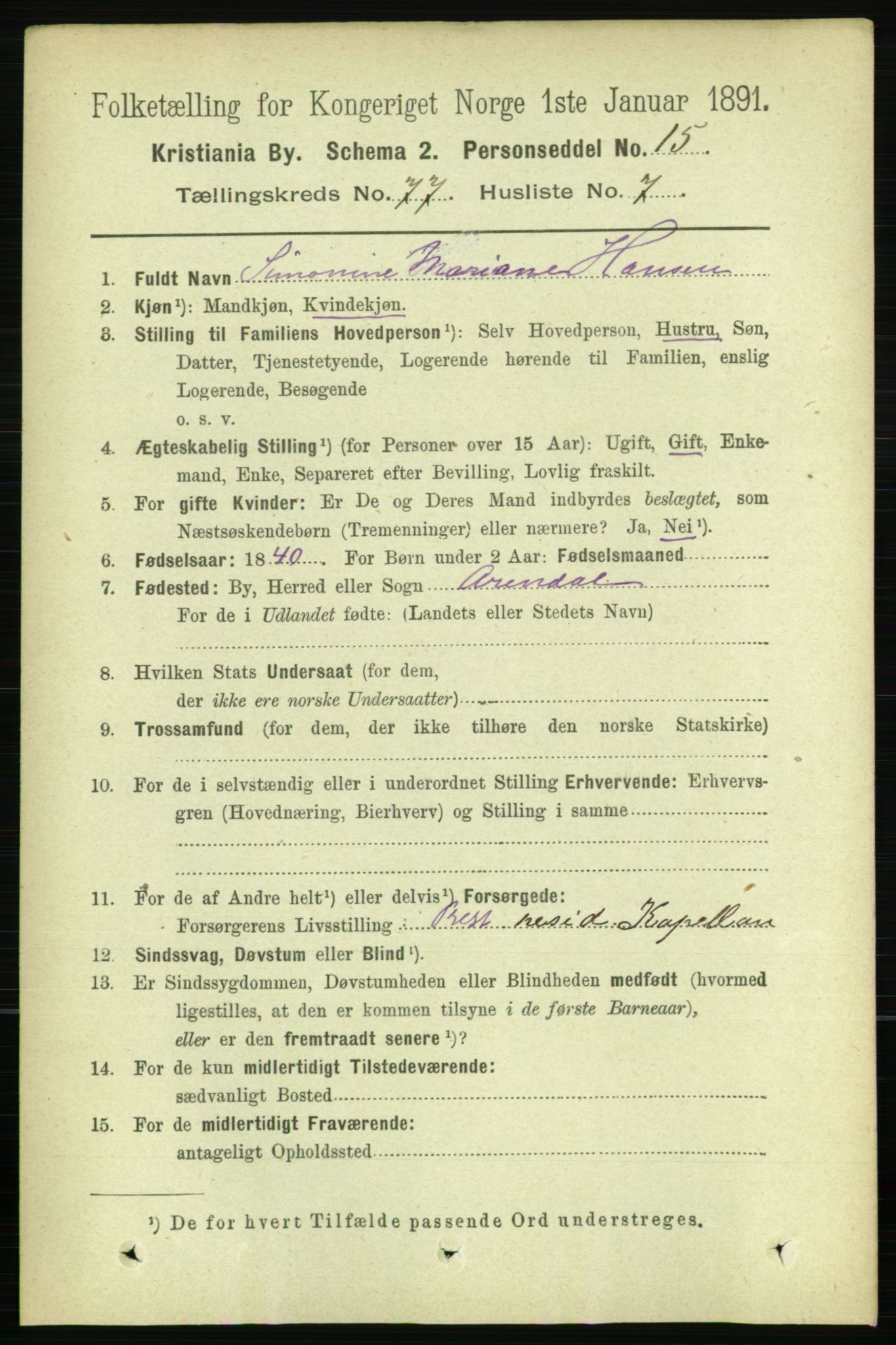 RA, 1891 census for 0301 Kristiania, 1891, p. 40725