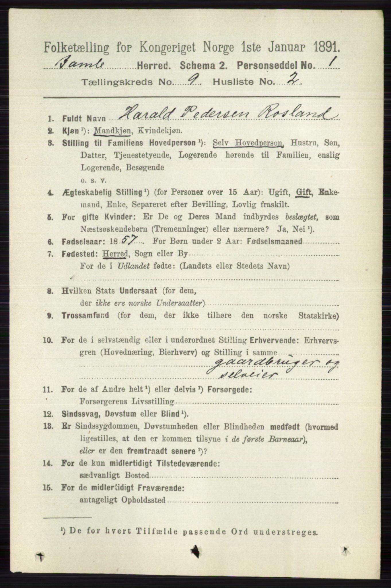 RA, 1891 census for 0814 Bamble, 1891, p. 4192