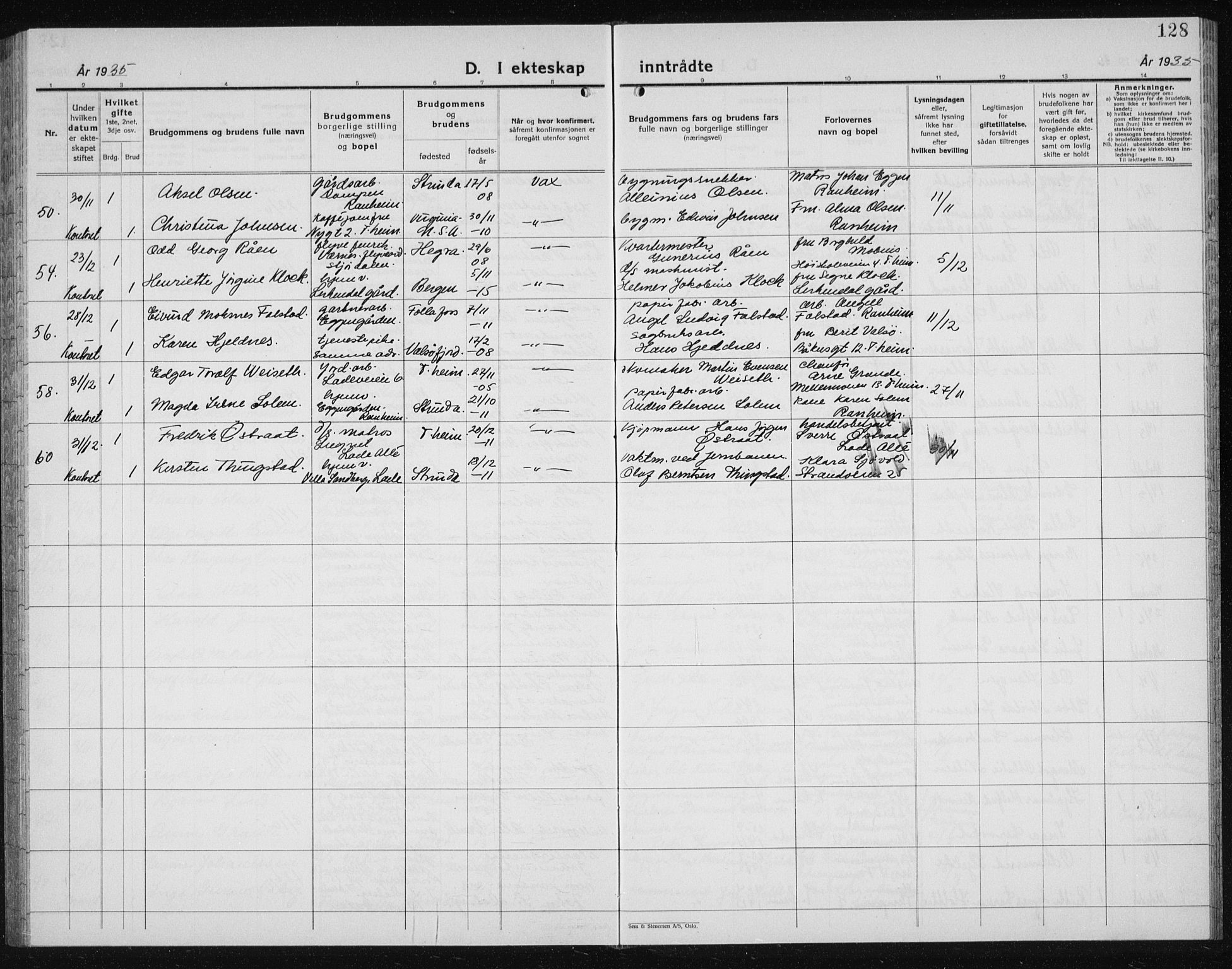 Ministerialprotokoller, klokkerbøker og fødselsregistre - Sør-Trøndelag, SAT/A-1456/607/L0327: Parish register (copy) no. 607C01, 1930-1939, p. 128