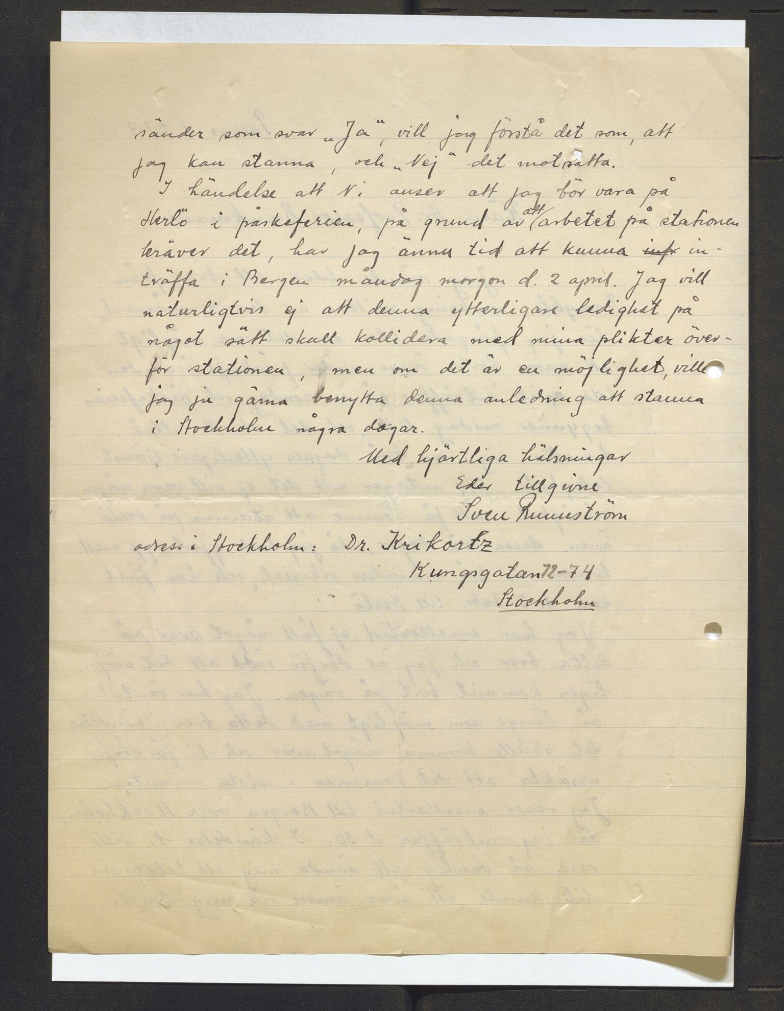 Bergens Museum, AV/SAB-A-17301/13/D/L0002: Korrespondanse , 1928-1940, p. 217