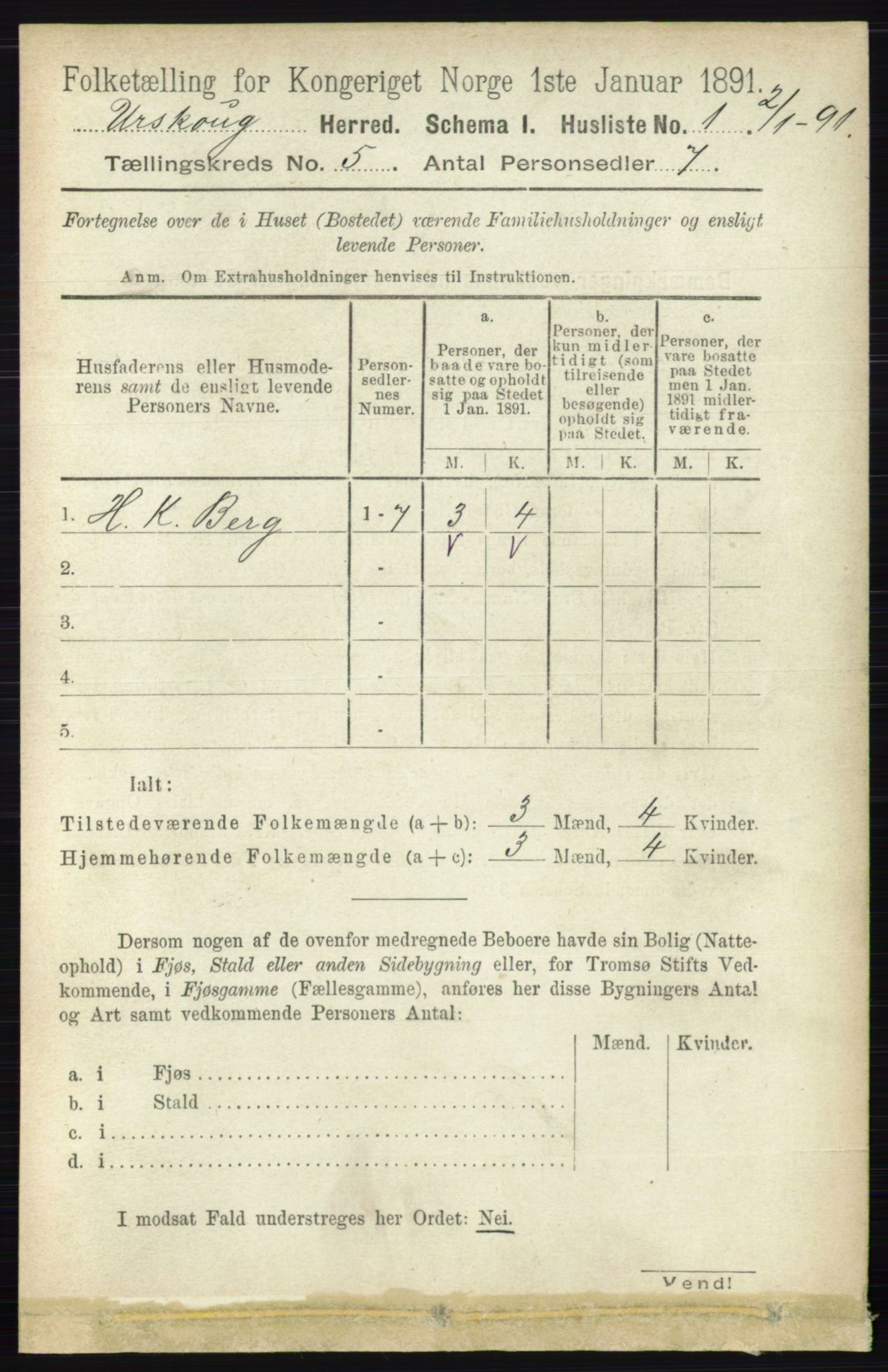 RA, 1891 census for 0224 Aurskog, 1891, p. 1954