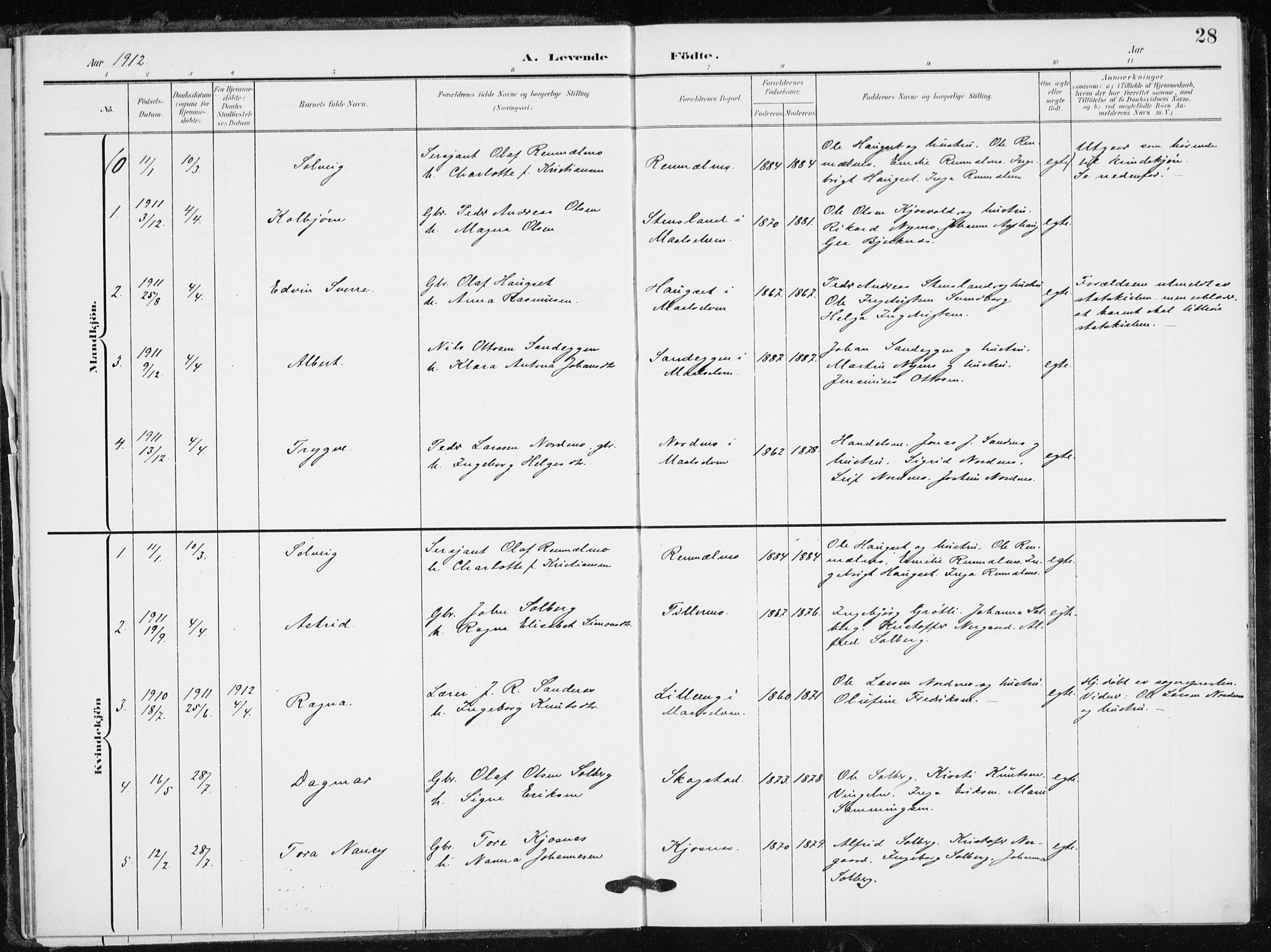 Målselv sokneprestembete, SATØ/S-1311/G/Ga/Gaa/L0012kirke: Parish register (official) no. 12, 1903-1920, p. 28