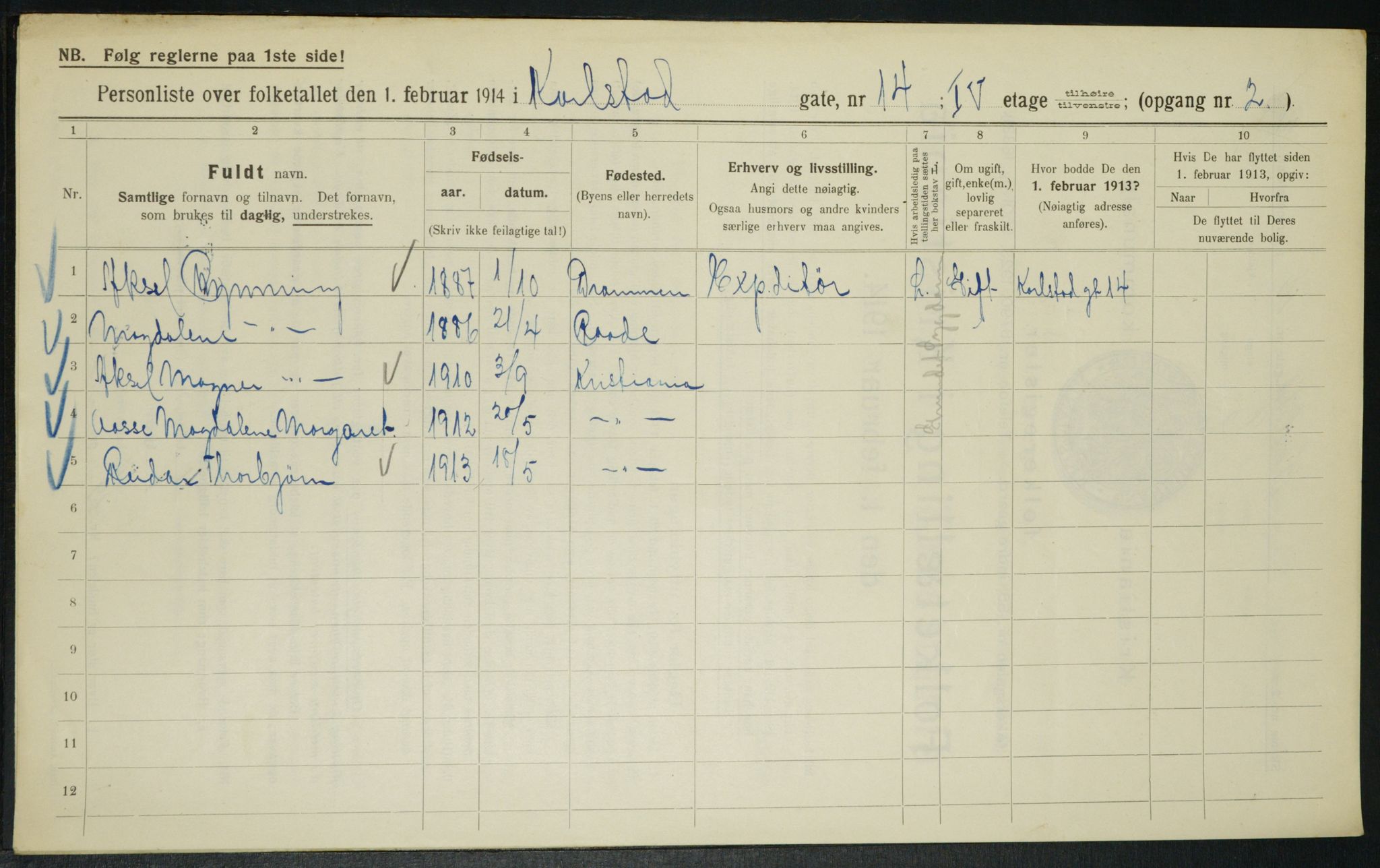 OBA, Municipal Census 1914 for Kristiania, 1914, p. 49148