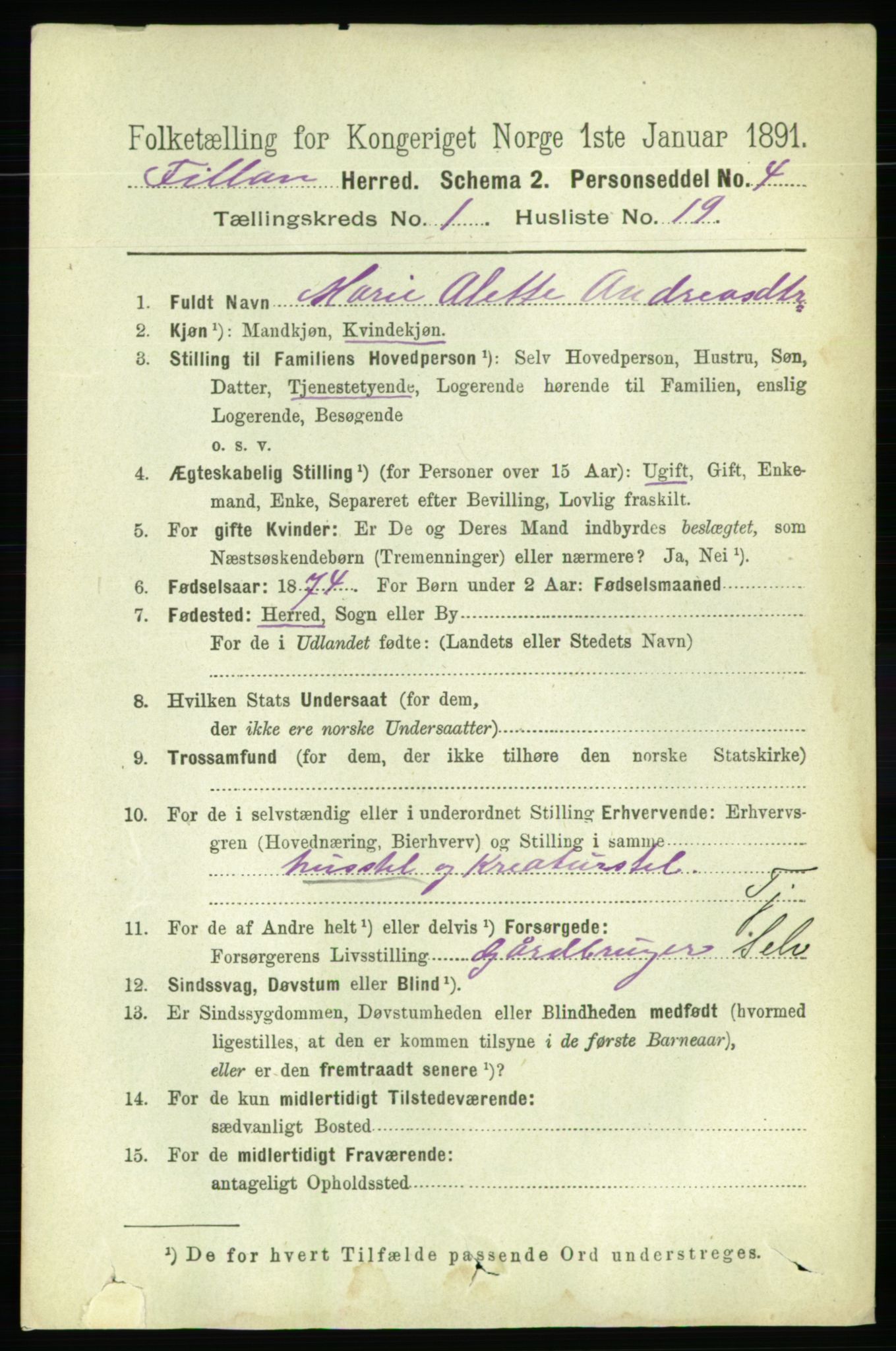 RA, 1891 census for 1616 Fillan, 1891, p. 185