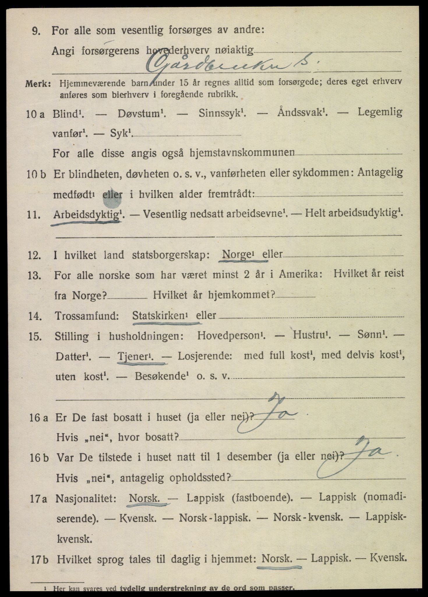 SAT, 1920 census for Sparbu, 1920, p. 1958