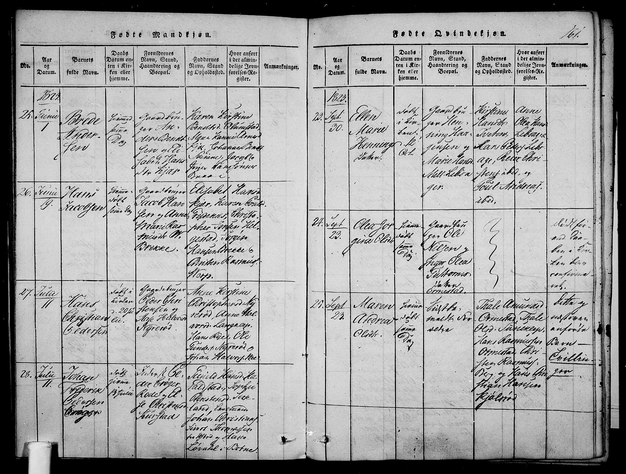 Våle kirkebøker, SAKO/A-334/F/Fa/L0007: Parish register (official) no. I 7, 1814-1824, p. 160-161