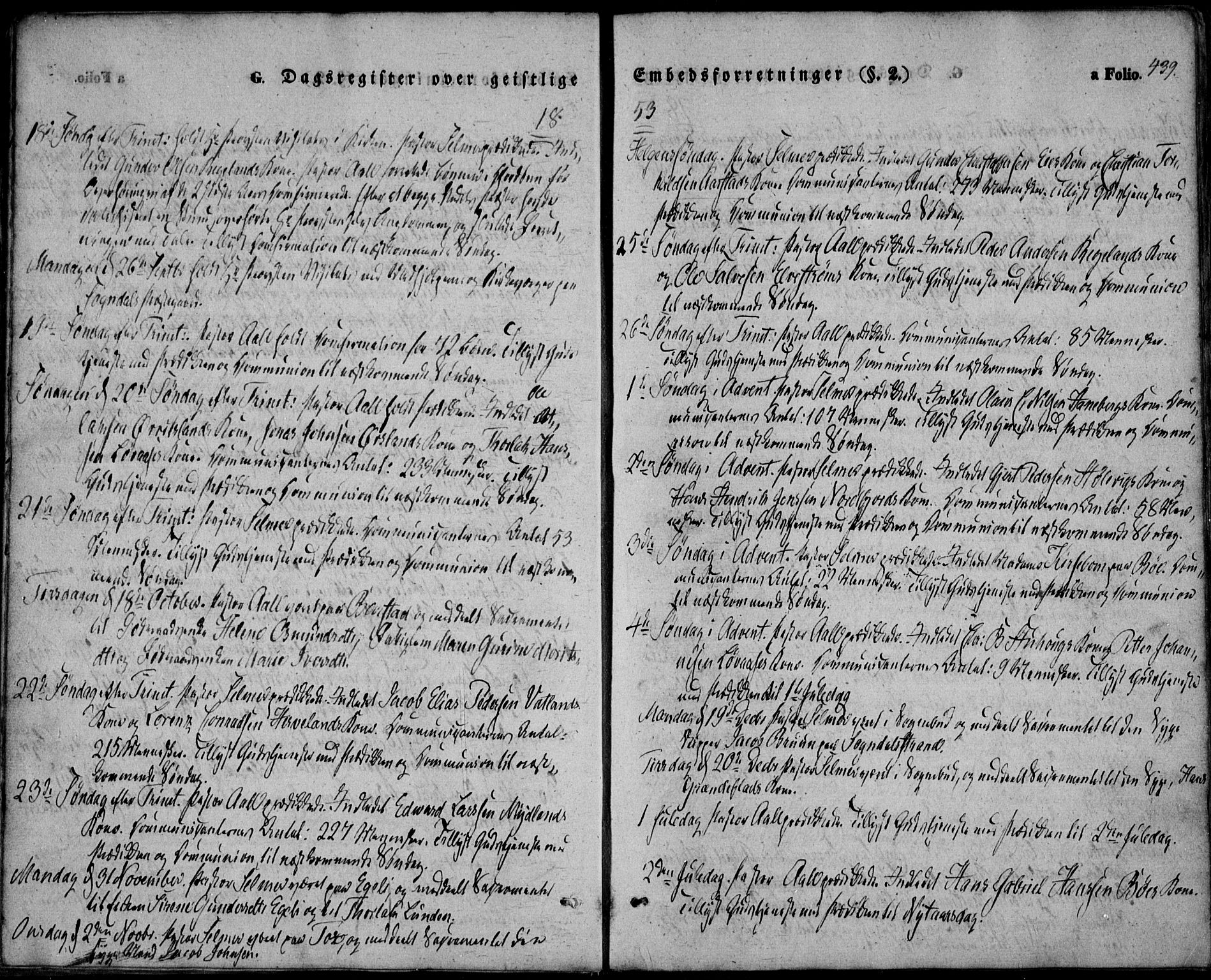 Sokndal sokneprestkontor, SAST/A-101808: Parish register (official) no. A 8.2, 1842-1857, p. 439