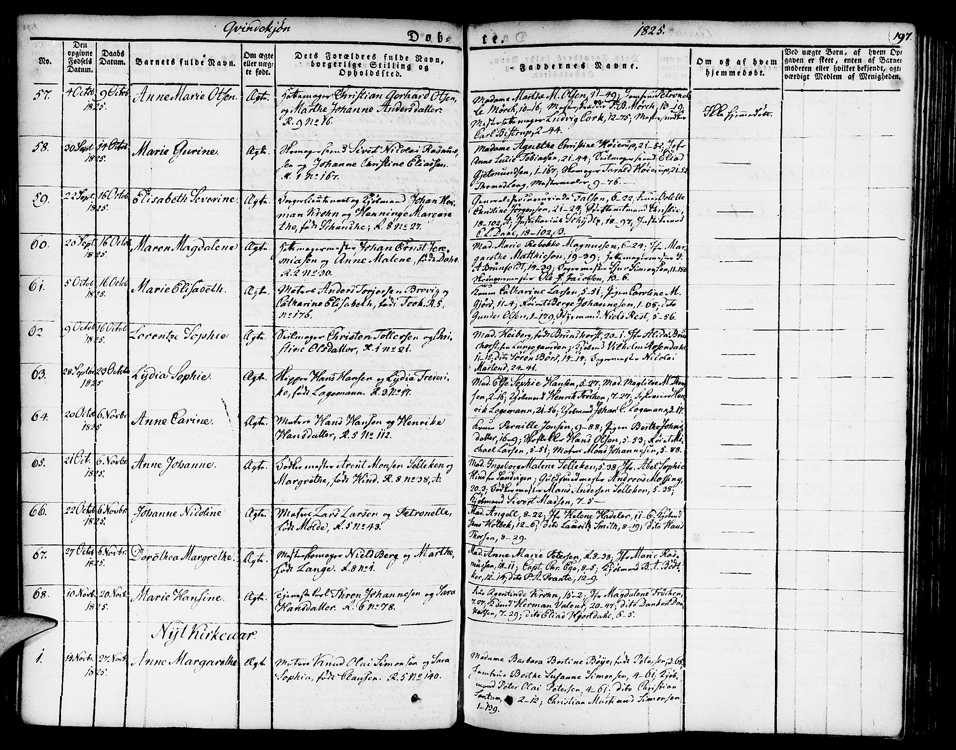 Nykirken Sokneprestembete, AV/SAB-A-77101/H/Haa/L0012: Parish register (official) no. A 12, 1821-1844, p. 197