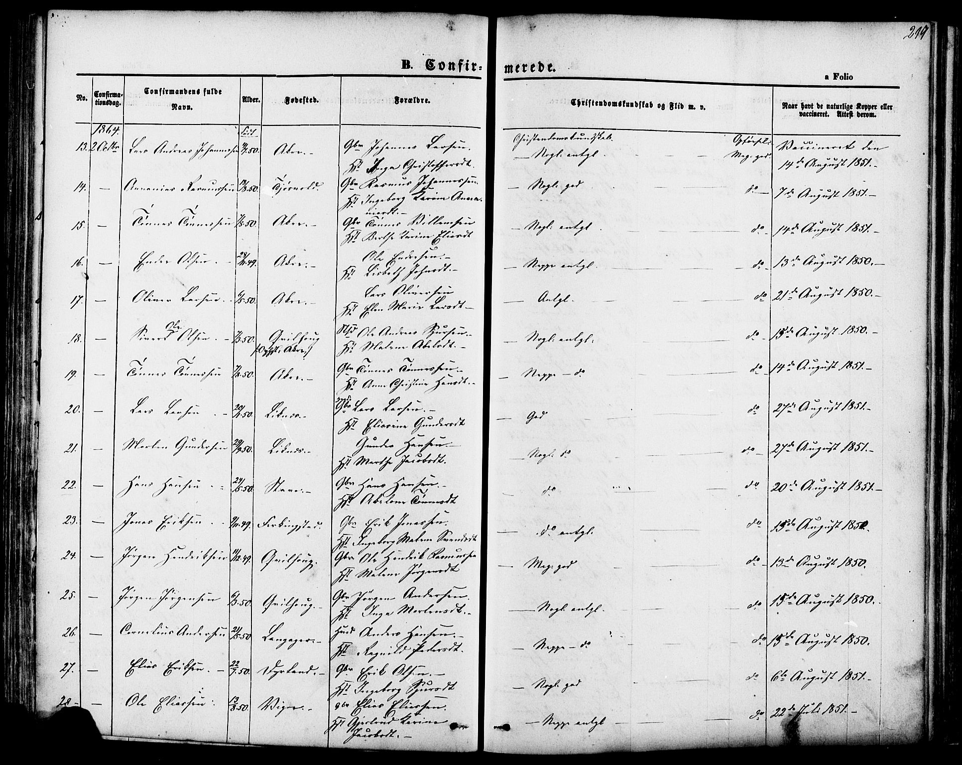 Skudenes sokneprestkontor, SAST/A -101849/H/Ha/Haa/L0006: Parish register (official) no. A 4, 1864-1881, p. 219