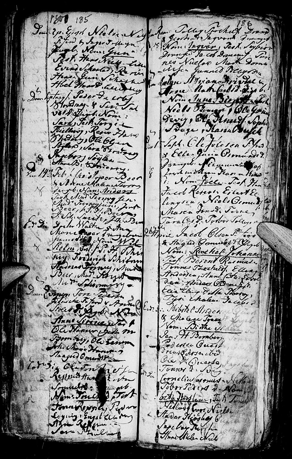 Flekkefjord sokneprestkontor, AV/SAK-1111-0012/F/Fa/Fac/L0001: Parish register (official) no. A 1, 1773-1806, p. 185-186