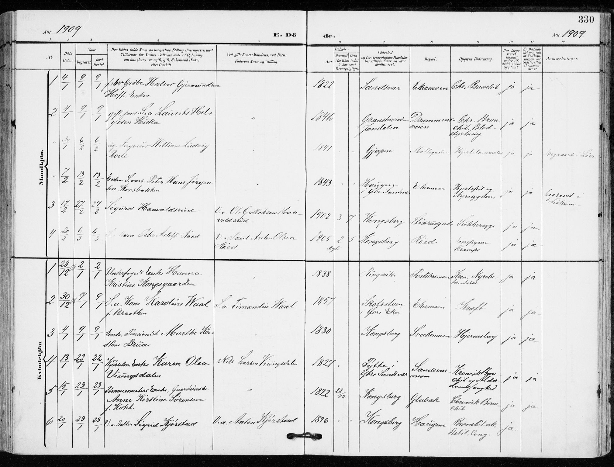 Kongsberg kirkebøker, SAKO/A-22/F/Fb/L0004: Parish register (official) no. II 4, 1906-1918, p. 330