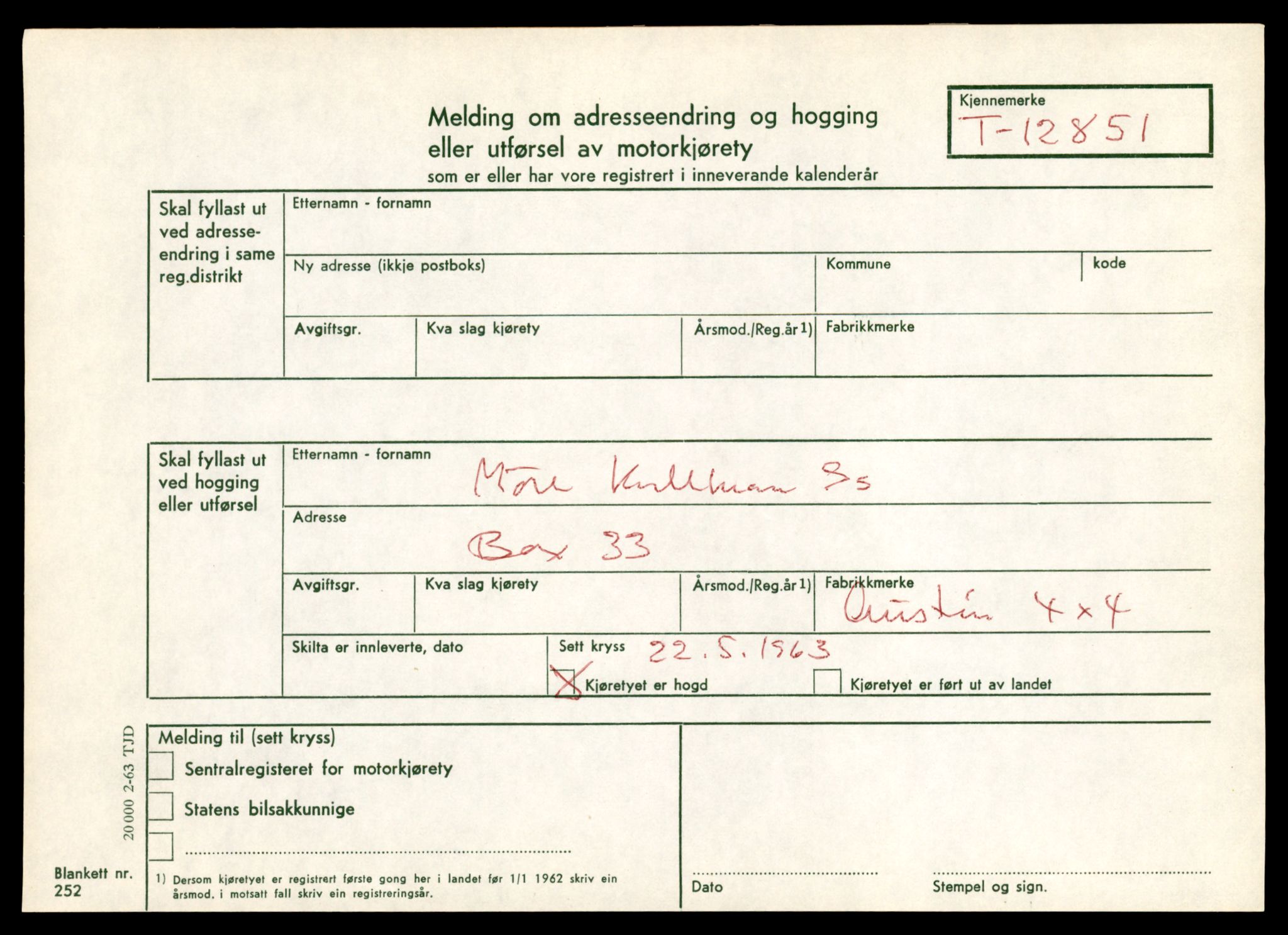 Møre og Romsdal vegkontor - Ålesund trafikkstasjon, AV/SAT-A-4099/F/Fe/L0036: Registreringskort for kjøretøy T 12831 - T 13030, 1927-1998, p. 403