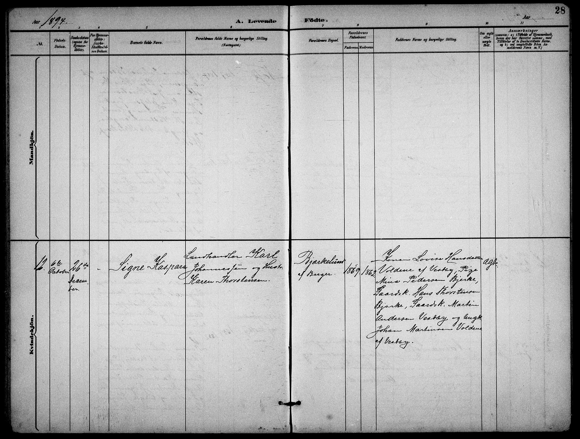 Enebakk prestekontor Kirkebøker, AV/SAO-A-10171c/G/Gb/L0002: Parish register (copy) no. II 2, 1891-1903, p. 28