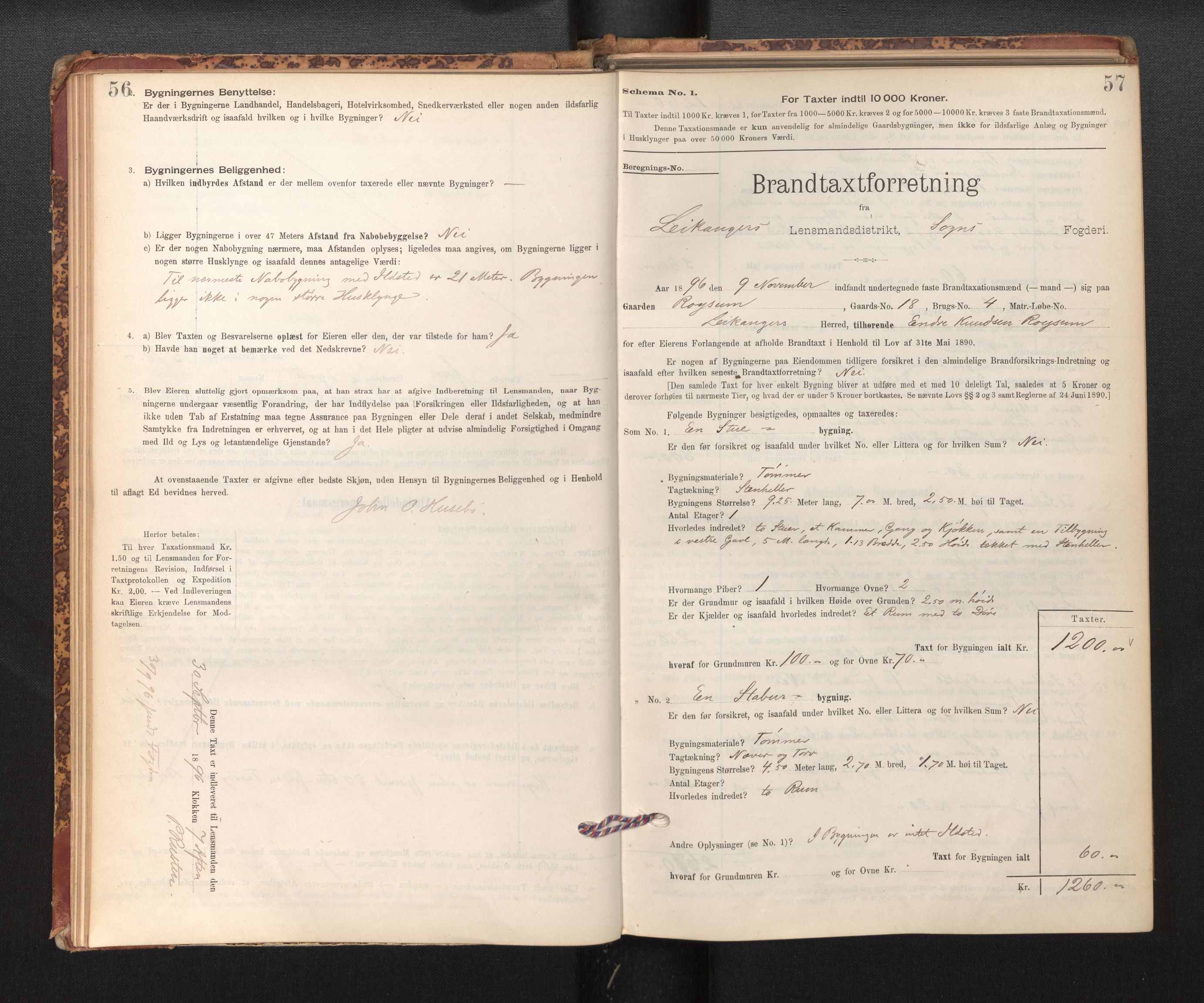 Lensmannen i Leikanger, AV/SAB-A-29201/0012/L0004: Branntakstprotokoll, skjematakst, 1894-1903, p. 56-57