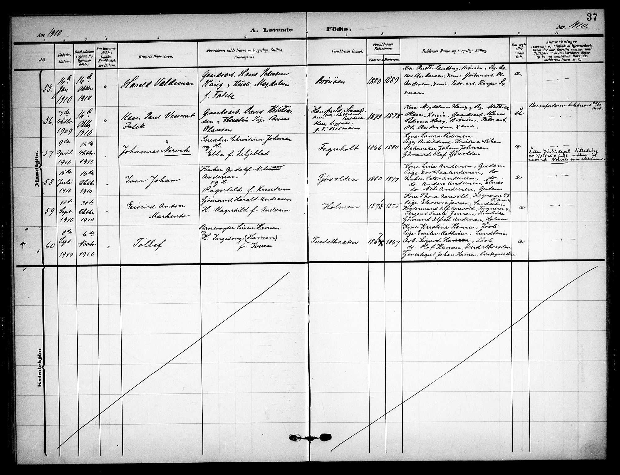 Asker prestekontor Kirkebøker, AV/SAO-A-10256a/F/Fa/L0017: Parish register (official) no. I 17, 1907-1915, p. 37