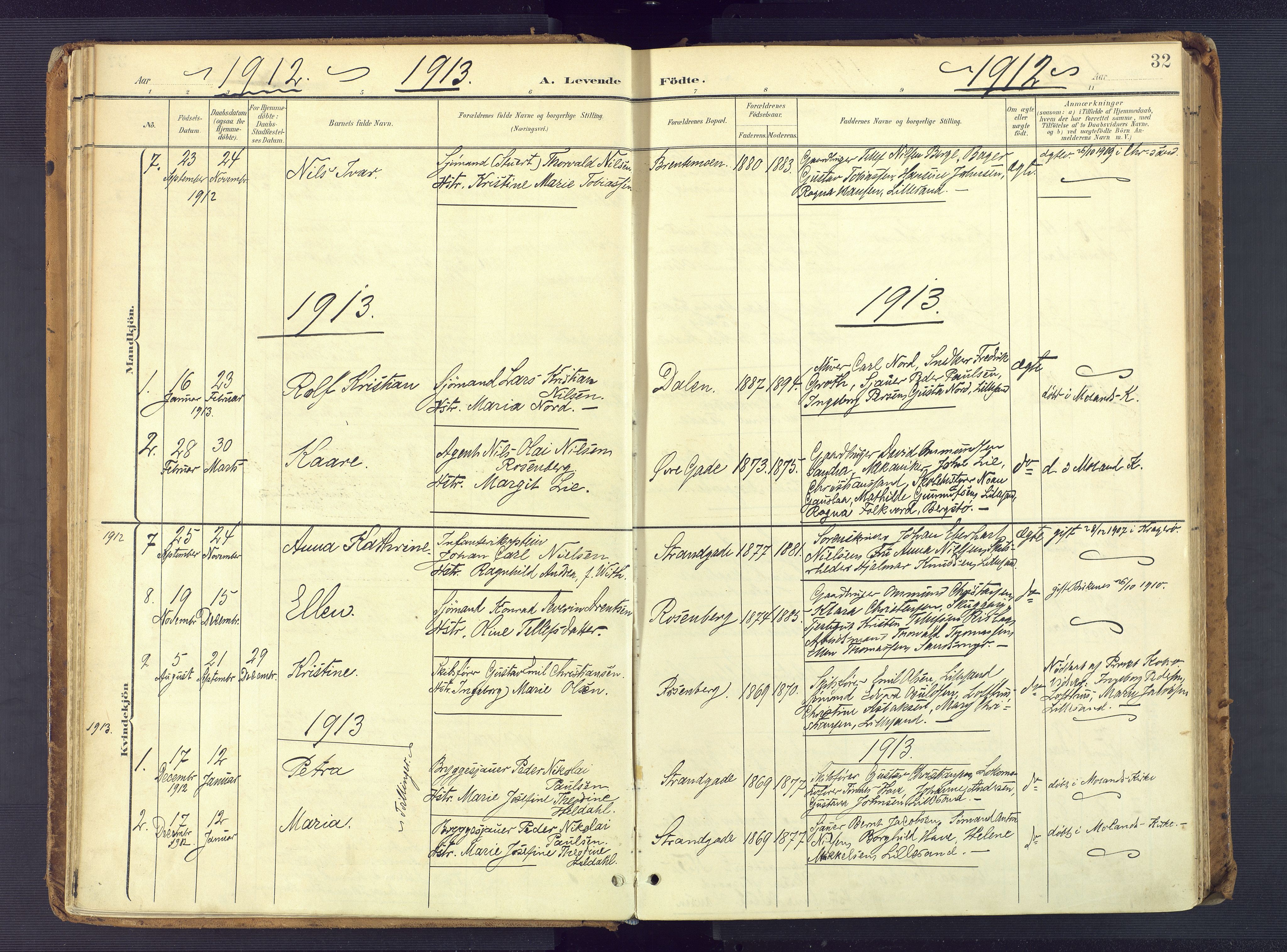 Vestre Moland sokneprestkontor, AV/SAK-1111-0046/F/Fa/Faa/L0002: Parish register (official) no. A 2, 1900-1926, p. 32