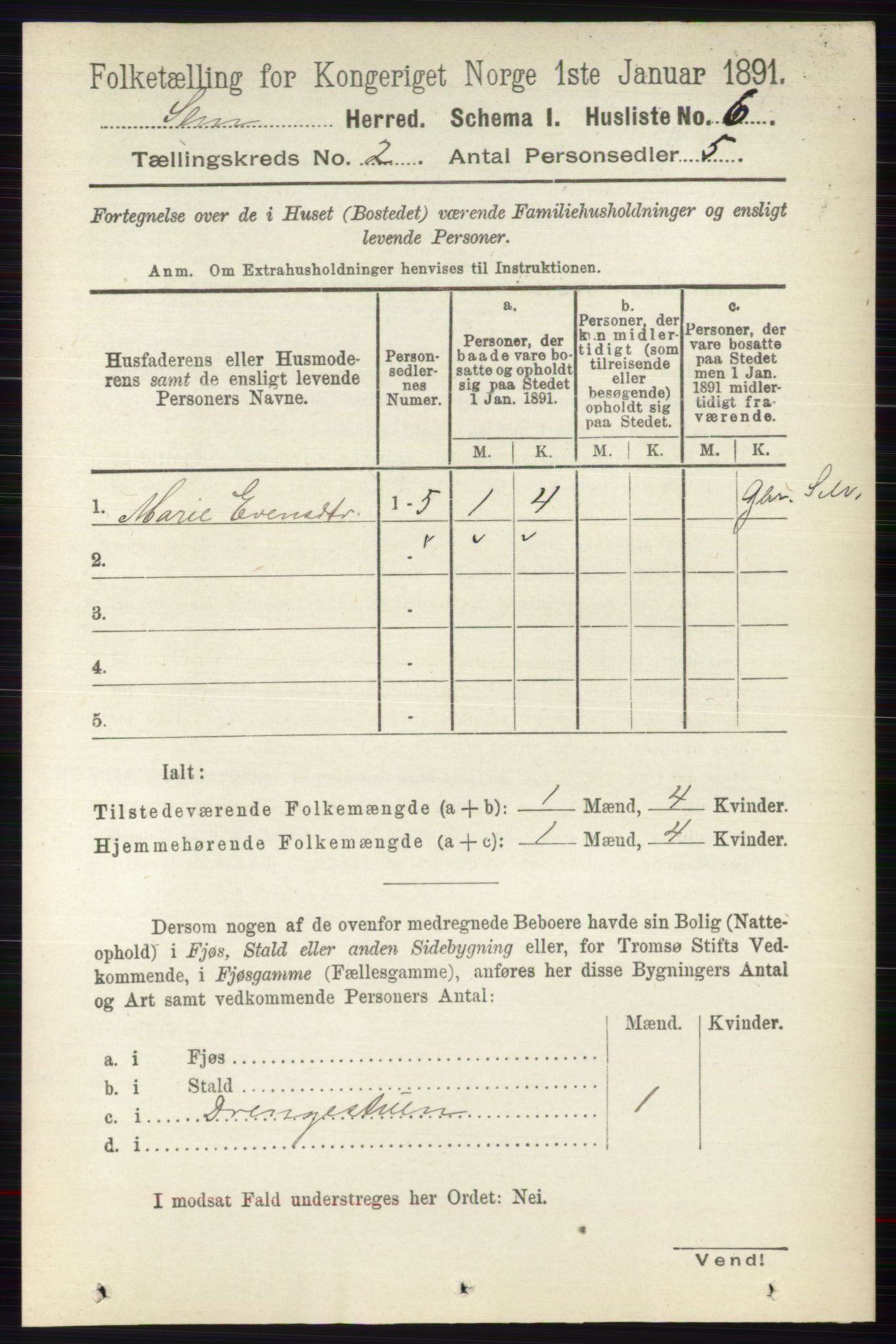 RA, 1891 census for 0721 Sem, 1891, p. 593