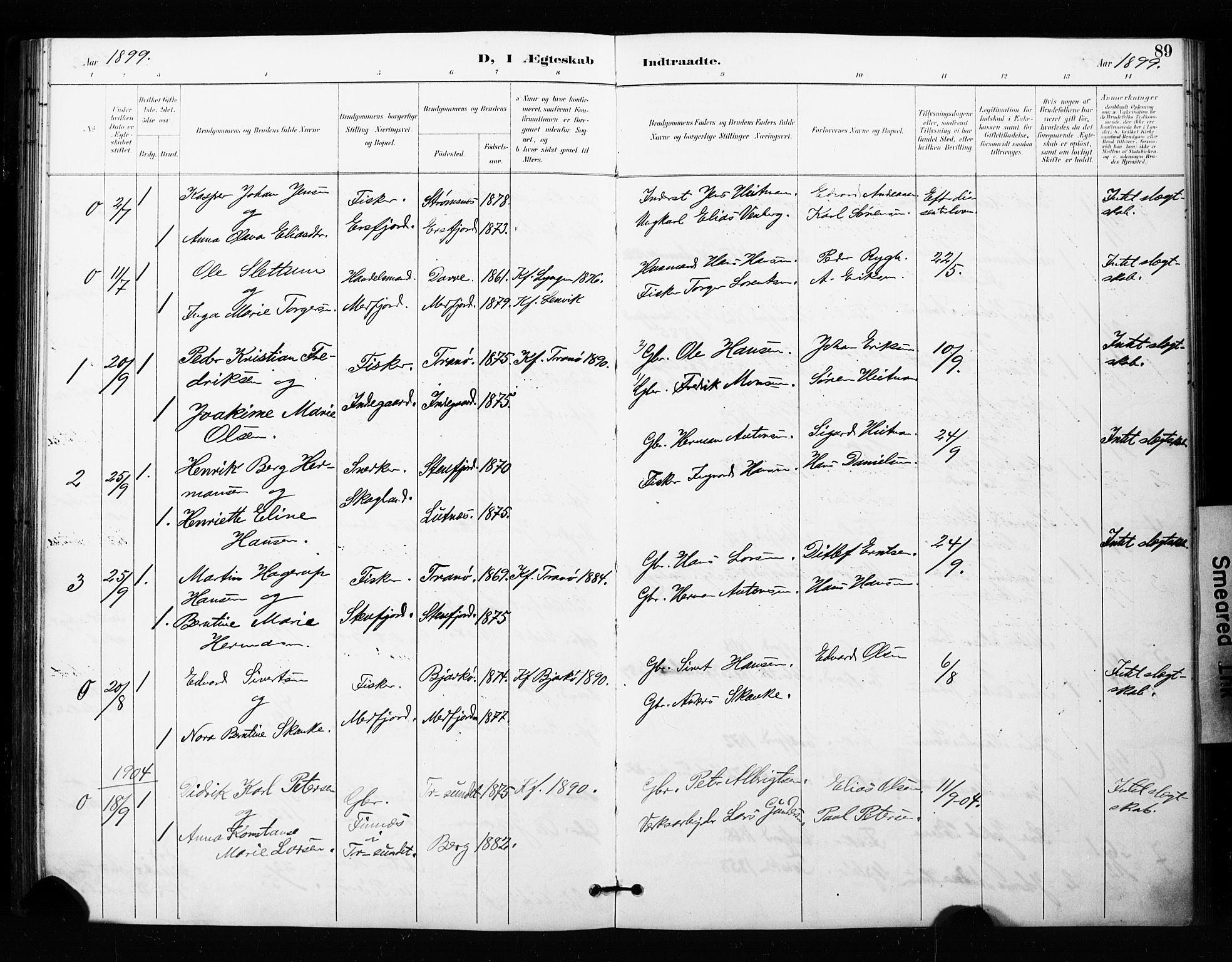 Berg sokneprestkontor, SATØ/S-1318/G/Ga/Gaa/L0005kirke: Parish register (official) no. 5, 1894-1905, p. 89
