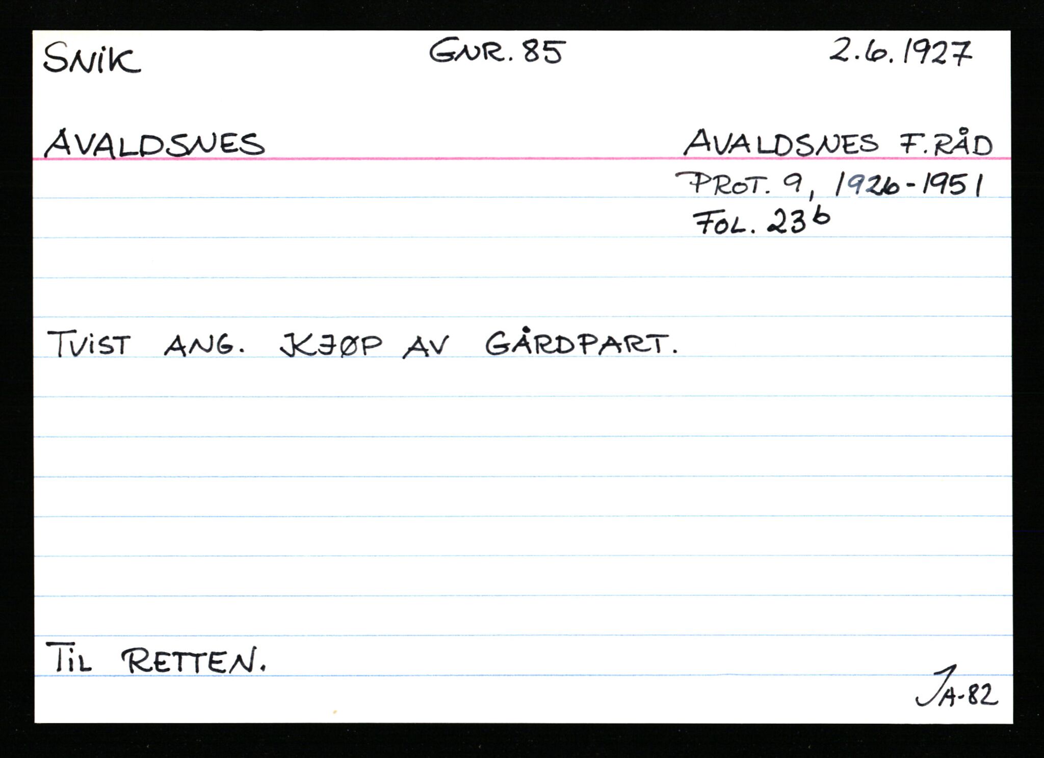 Statsarkivet i Stavanger, AV/SAST-A-101971/03/Y/Ym/L0053: Åstedskort sortert etter gårdsnavn: Skudeneshavn - Solbjør, 1600-1950, p. 499