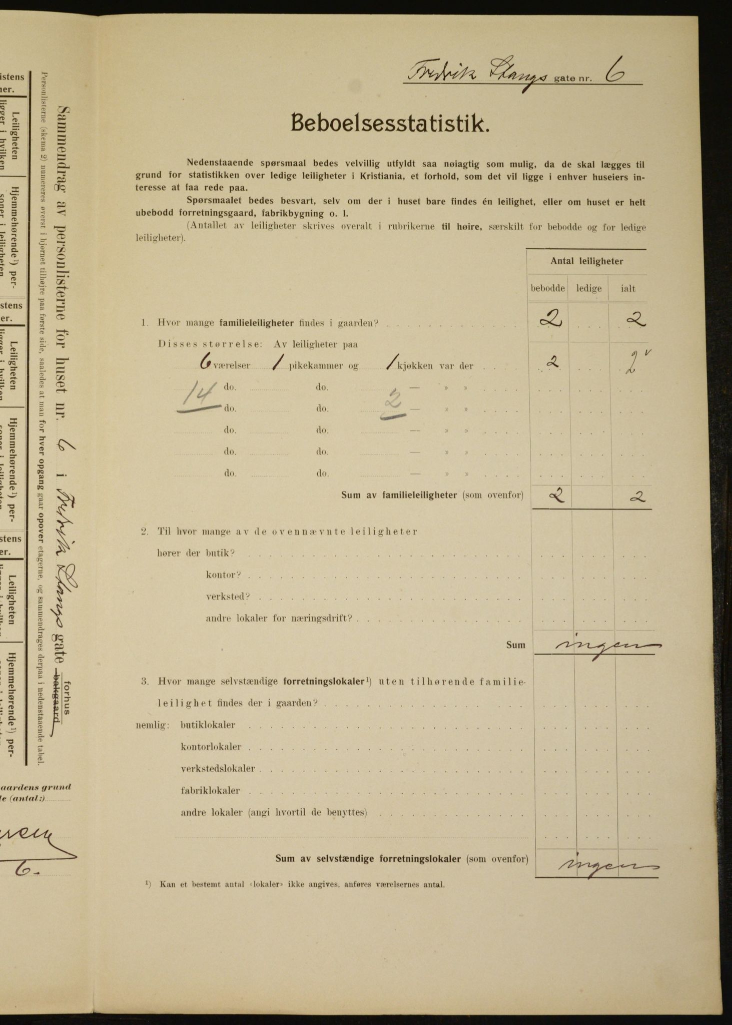 OBA, Municipal Census 1910 for Kristiania, 1910, p. 25048