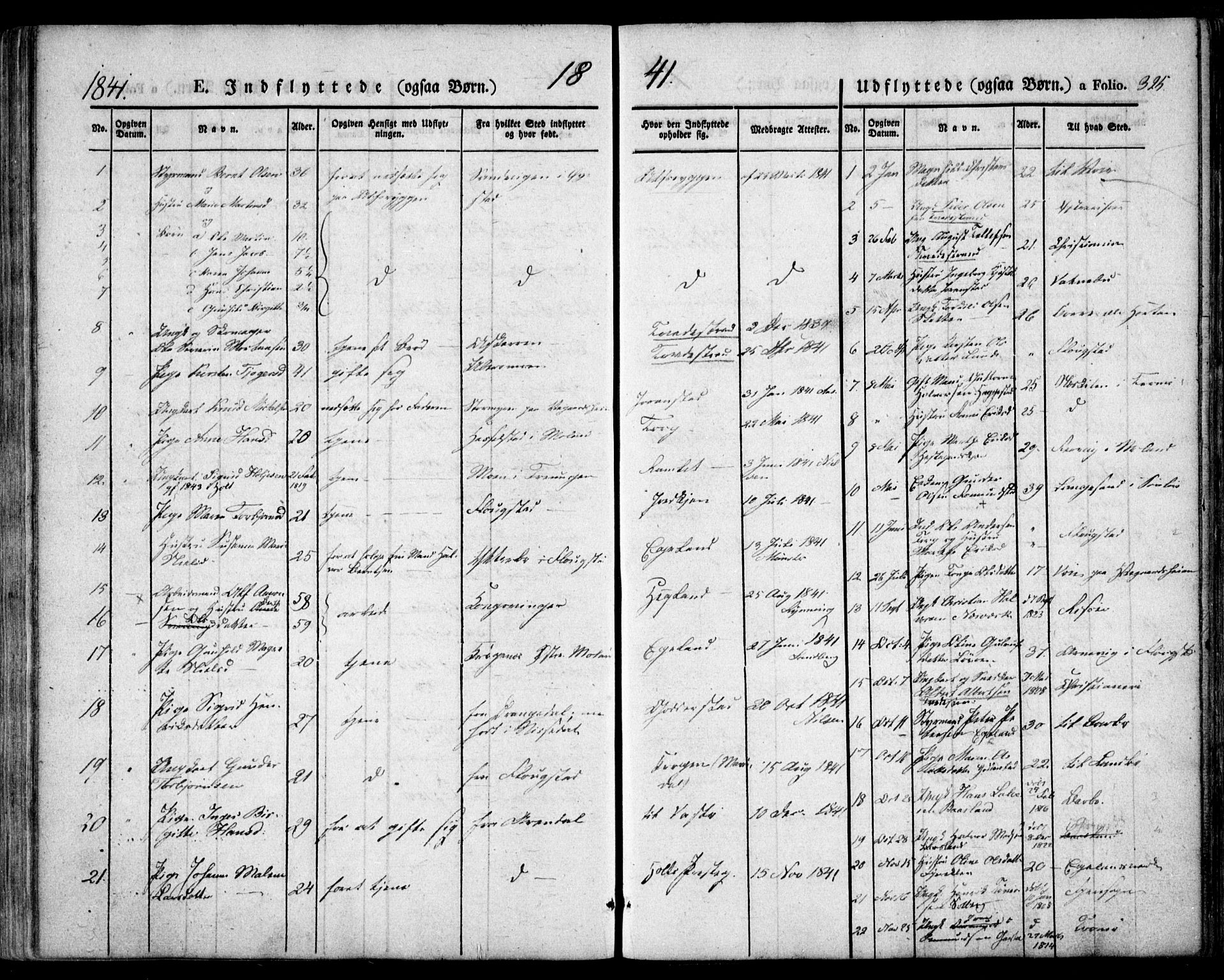 Holt sokneprestkontor, AV/SAK-1111-0021/F/Fa/L0007: Parish register (official) no. A 7, 1836-1848, p. 325