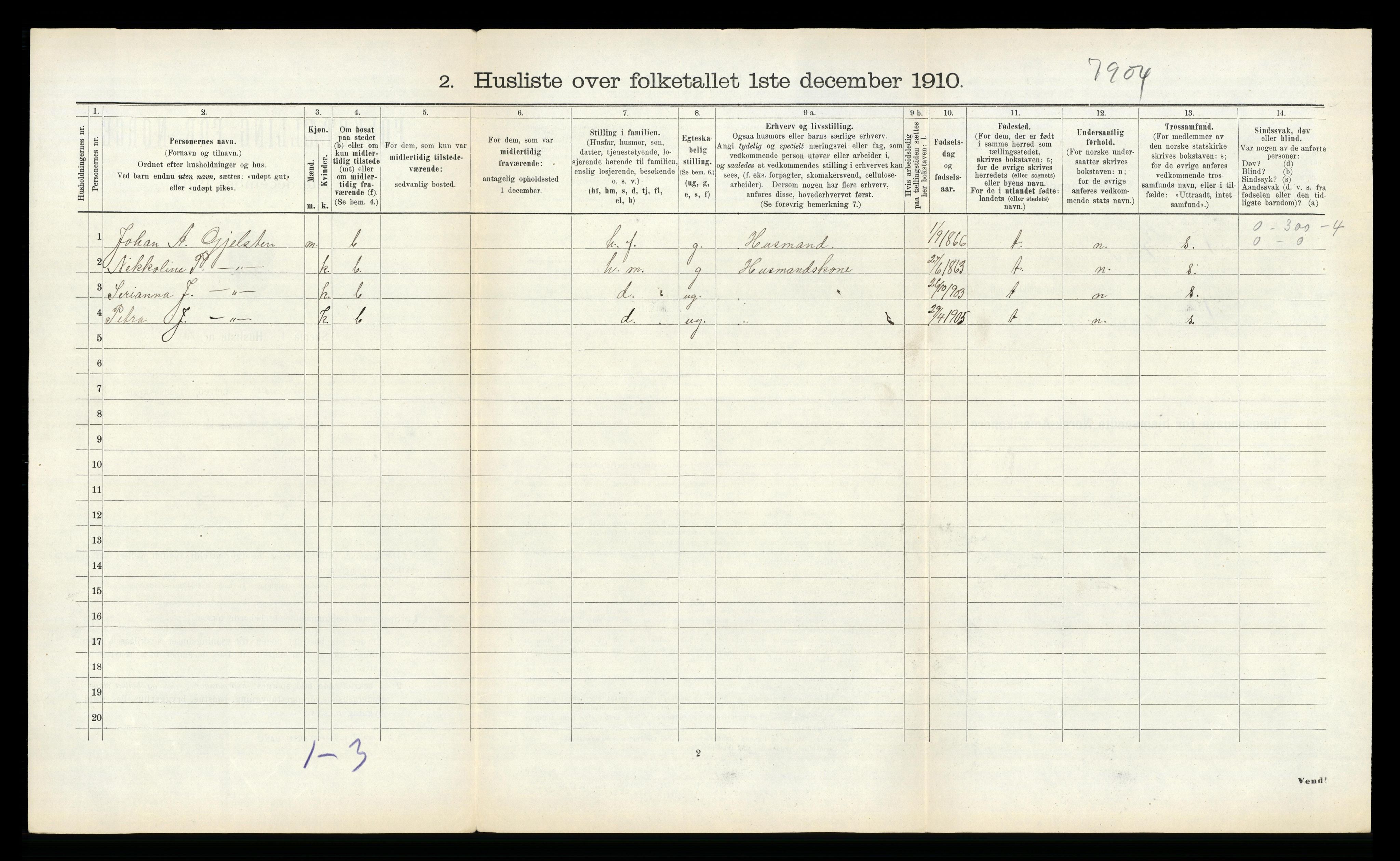 RA, 1910 census for Vestnes, 1910, p. 924