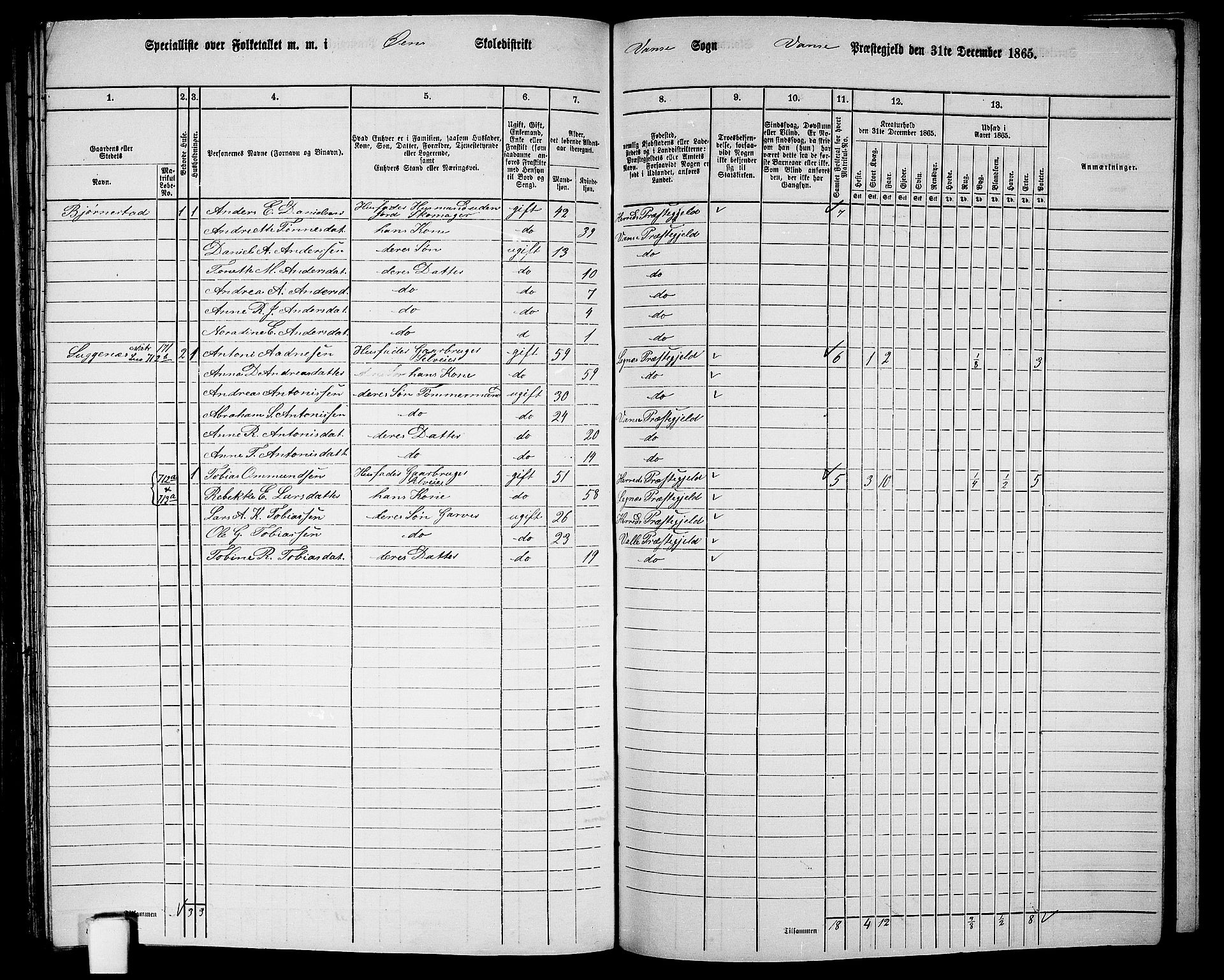 RA, 1865 census for Vanse/Vanse og Farsund, 1865, p. 252