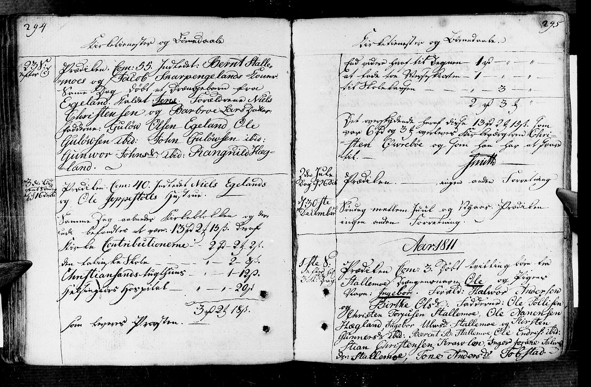 Vennesla sokneprestkontor, AV/SAK-1111-0045/Fa/Fac/L0002: Parish register (official) no. A 2, 1785-1834, p. 294-295