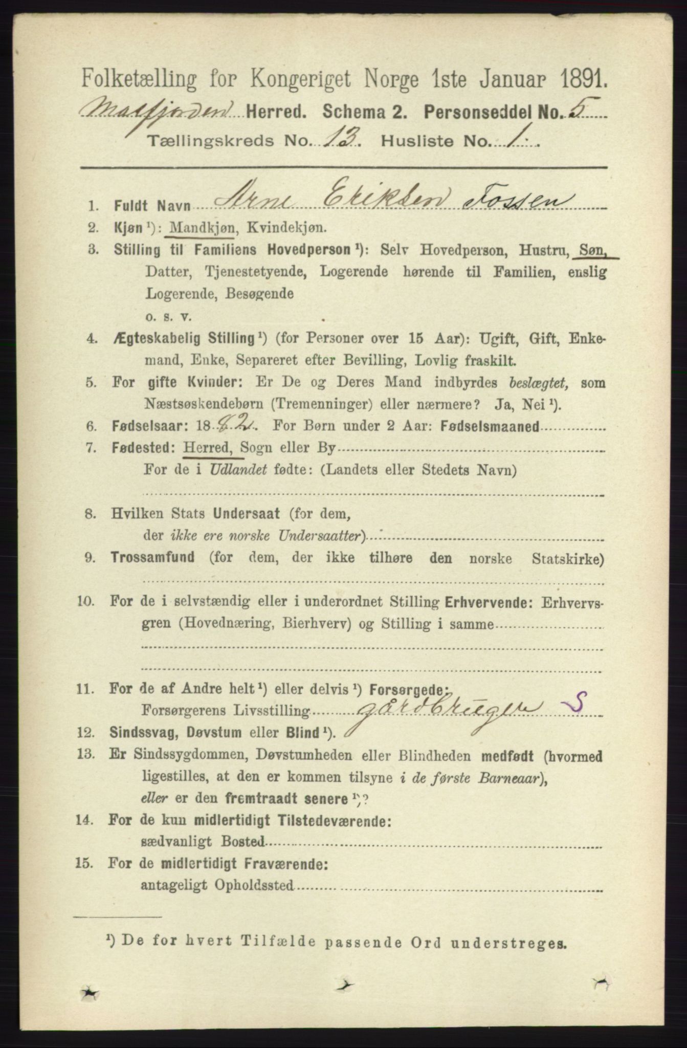 RA, 1891 census for 1266 Masfjorden, 1891, p. 2631