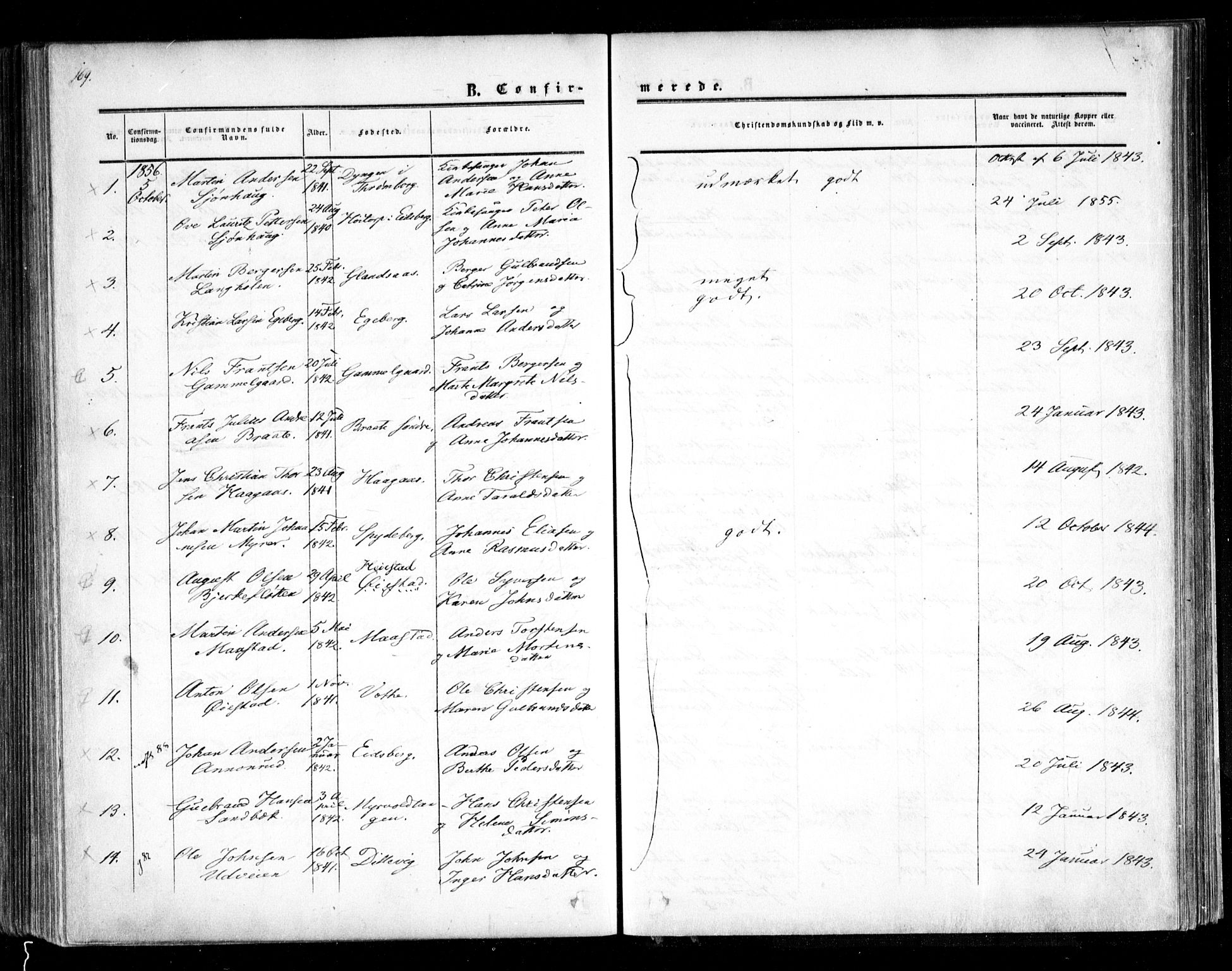 Trøgstad prestekontor Kirkebøker, SAO/A-10925/F/Fa/L0008.a: Parish register (official) no. I 8A, 1855-1864, p. 169