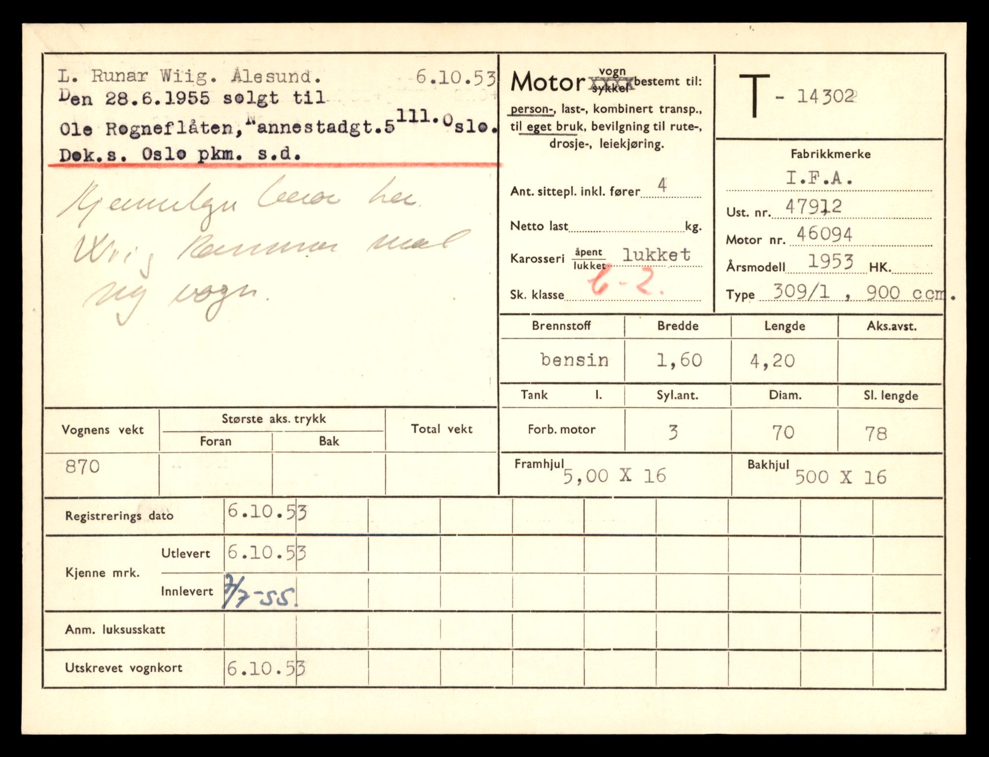Møre og Romsdal vegkontor - Ålesund trafikkstasjon, AV/SAT-A-4099/F/Fe/L0044: Registreringskort for kjøretøy T 14205 - T 14319, 1927-1998, p. 2823