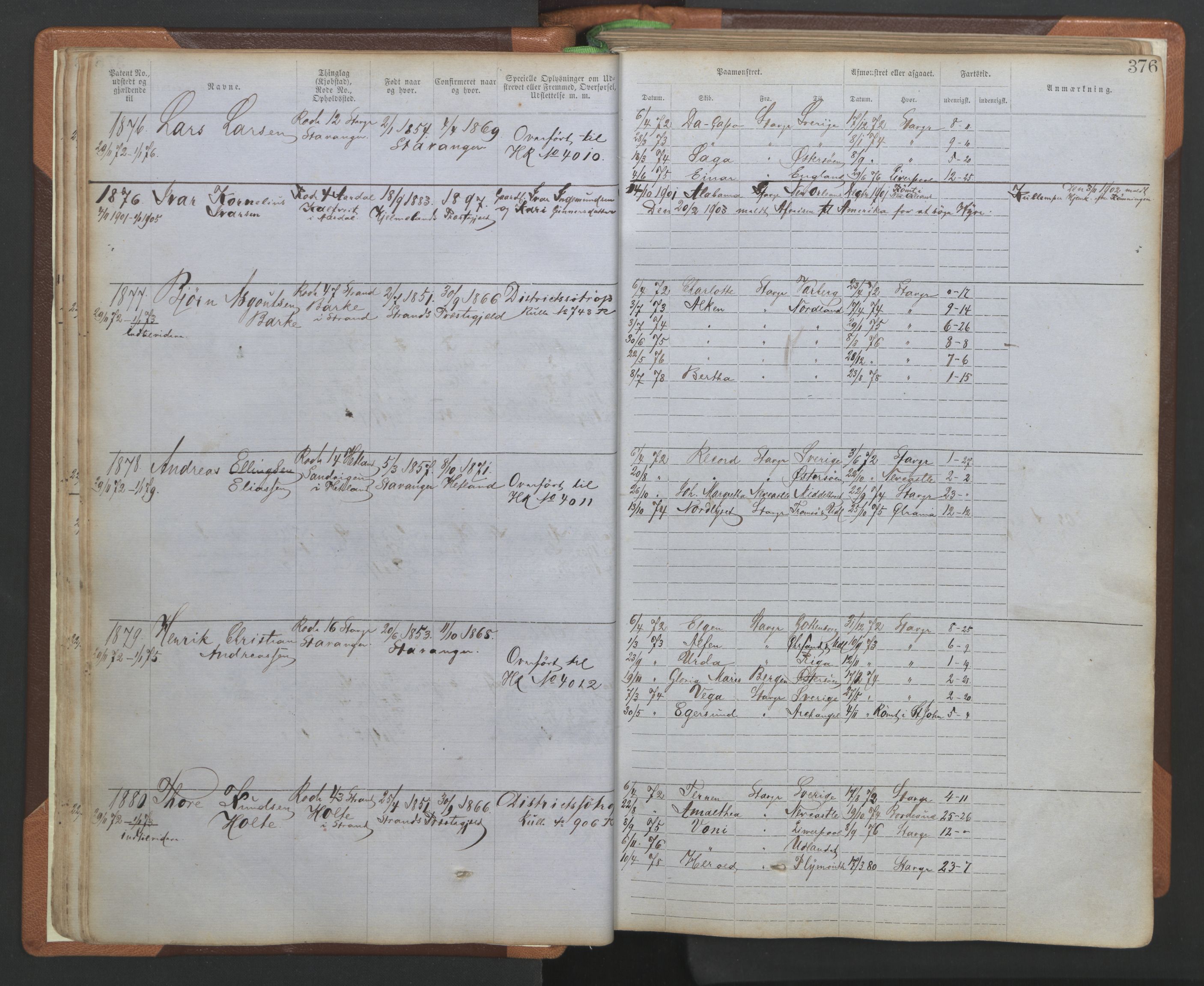 Stavanger sjømannskontor, AV/SAST-A-102006/F/Ff/L0005: Annotasjonsrulle No 1, patentnr. 1786-3585 (del 2), 1872-1900, p. 23