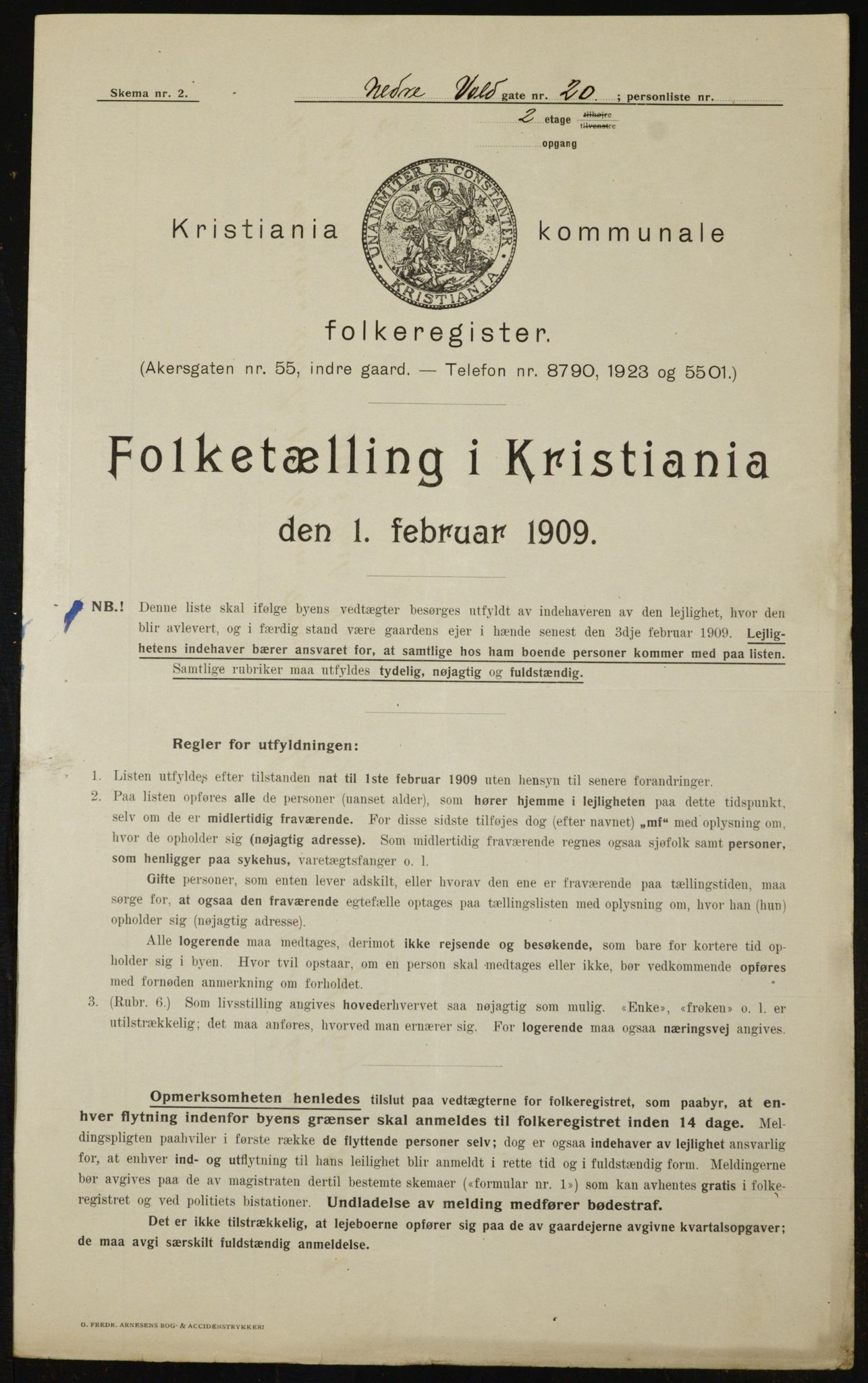 OBA, Municipal Census 1909 for Kristiania, 1909, p. 63154