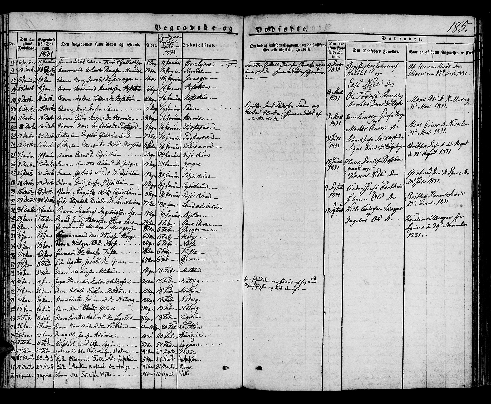 Lærdal sokneprestembete, SAB/A-81201: Parish register (official) no. A 5, 1822-1834, p. 185