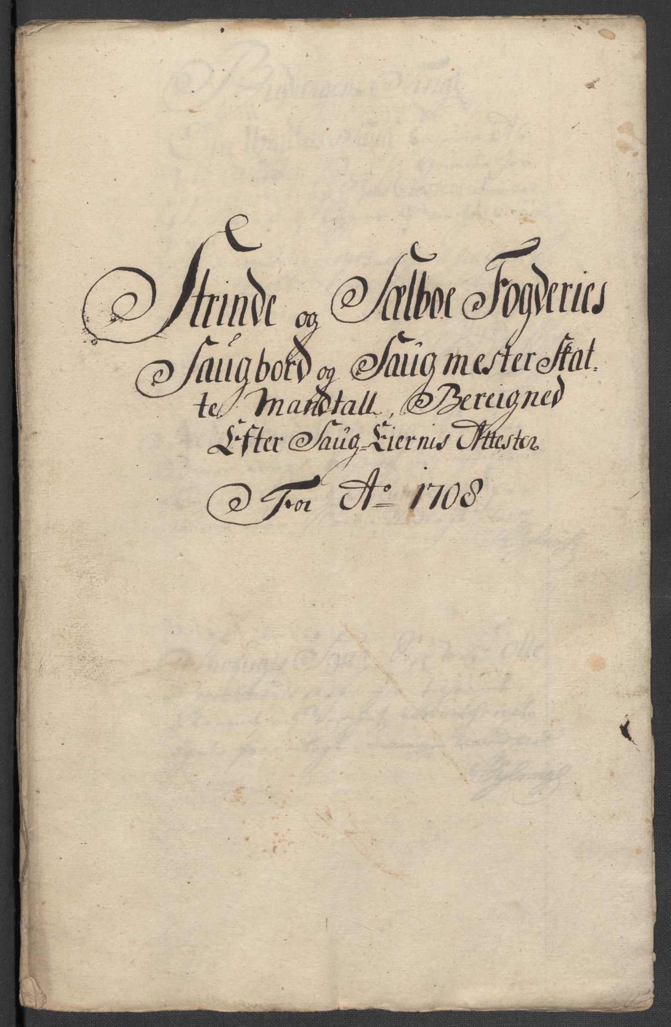 Rentekammeret inntil 1814, Reviderte regnskaper, Fogderegnskap, AV/RA-EA-4092/R61/L4110: Fogderegnskap Strinda og Selbu, 1707-1708, p. 376