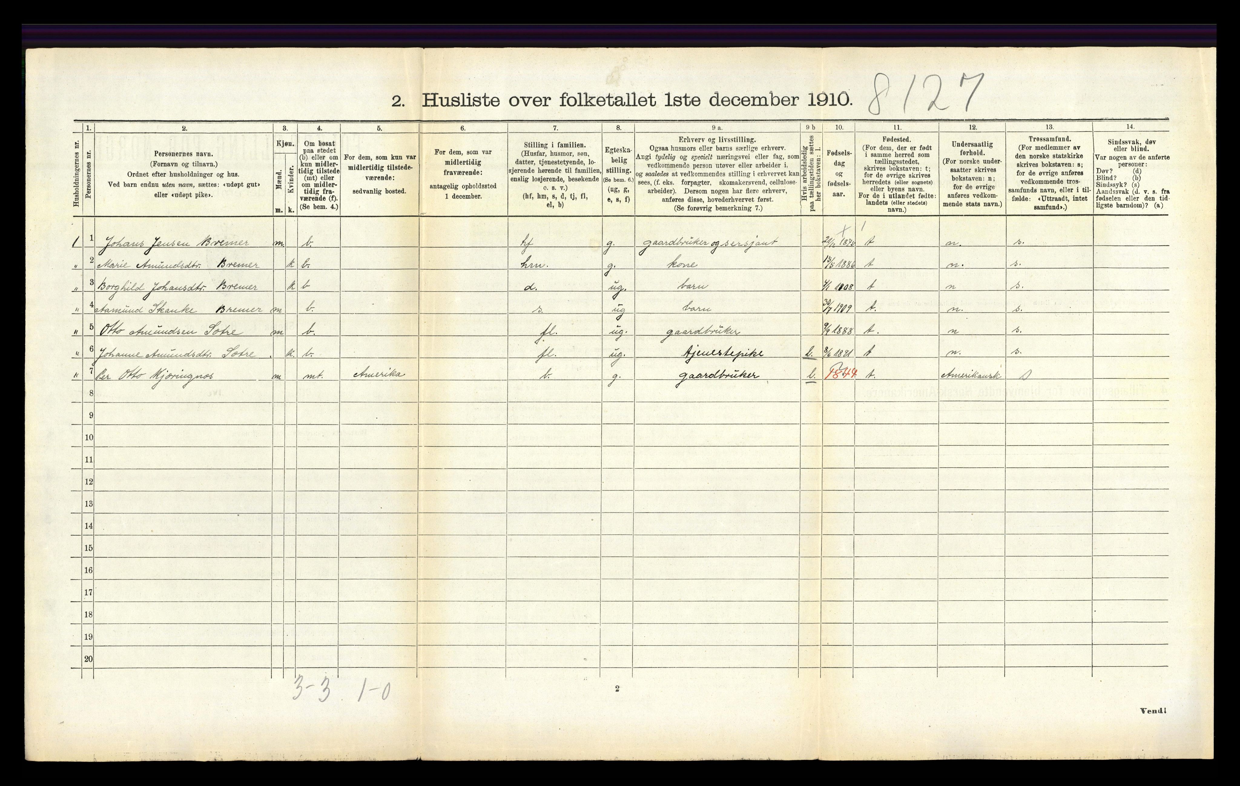 RA, 1910 census for Hafslo, 1910, p. 442