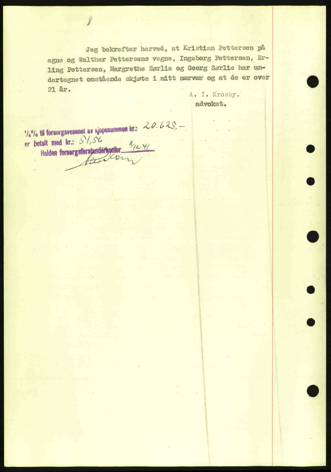 Idd og Marker sorenskriveri, AV/SAO-A-10283/G/Gb/Gbb/L0005: Mortgage book no. A5, 1941-1943, Diary no: : 1327/1941