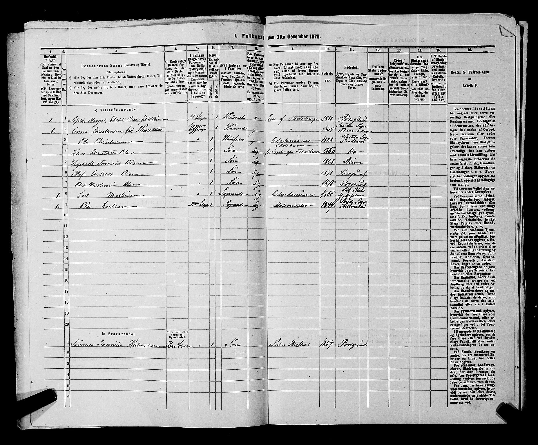 SAKO, 1875 census for 0805P Porsgrunn, 1875, p. 946