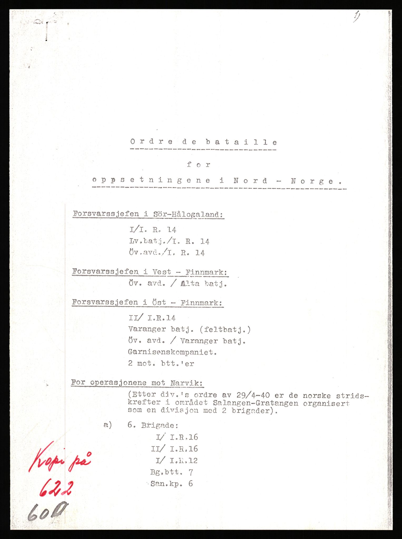 Forsvaret, Forsvarets krigshistoriske avdeling, AV/RA-RAFA-2017/Y/Yb/L0147: II-C-11-622  -  6. Divisjon, 1940, p. 2