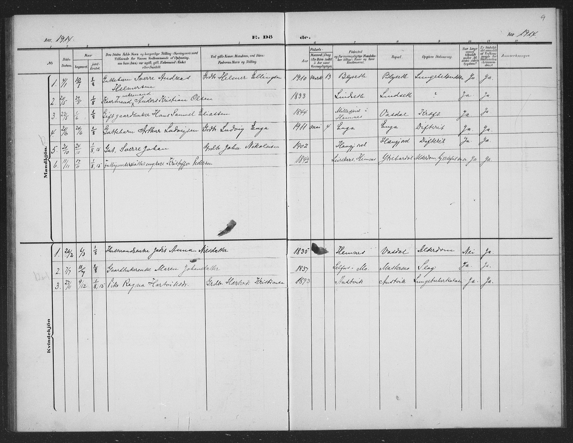 Ministerialprotokoller, klokkerbøker og fødselsregistre - Nordland, AV/SAT-A-1459/833/L0502: Parish register (copy) no. 833C01, 1906-1934, p. 9