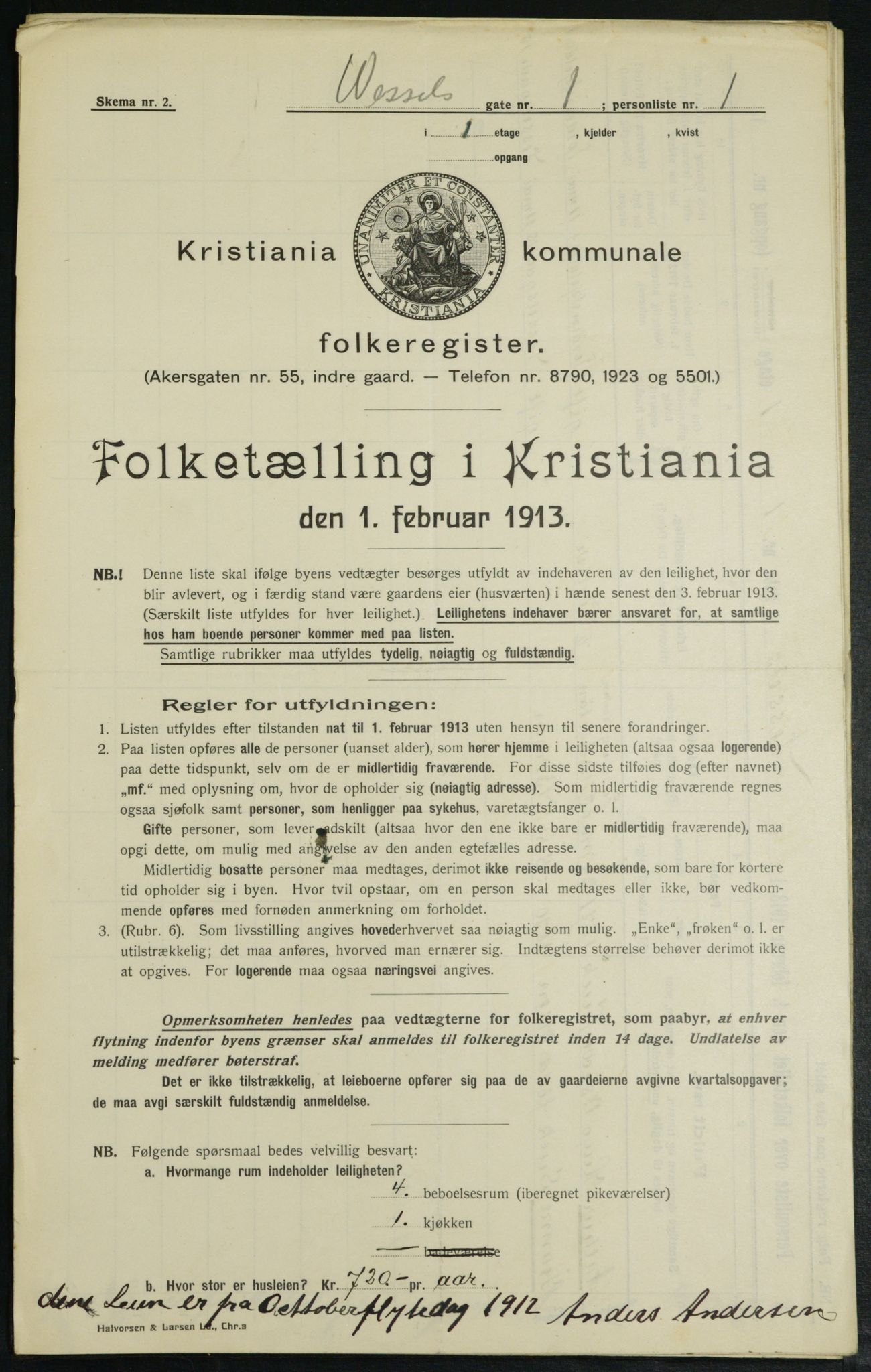 OBA, Municipal Census 1913 for Kristiania, 1913, p. 127814