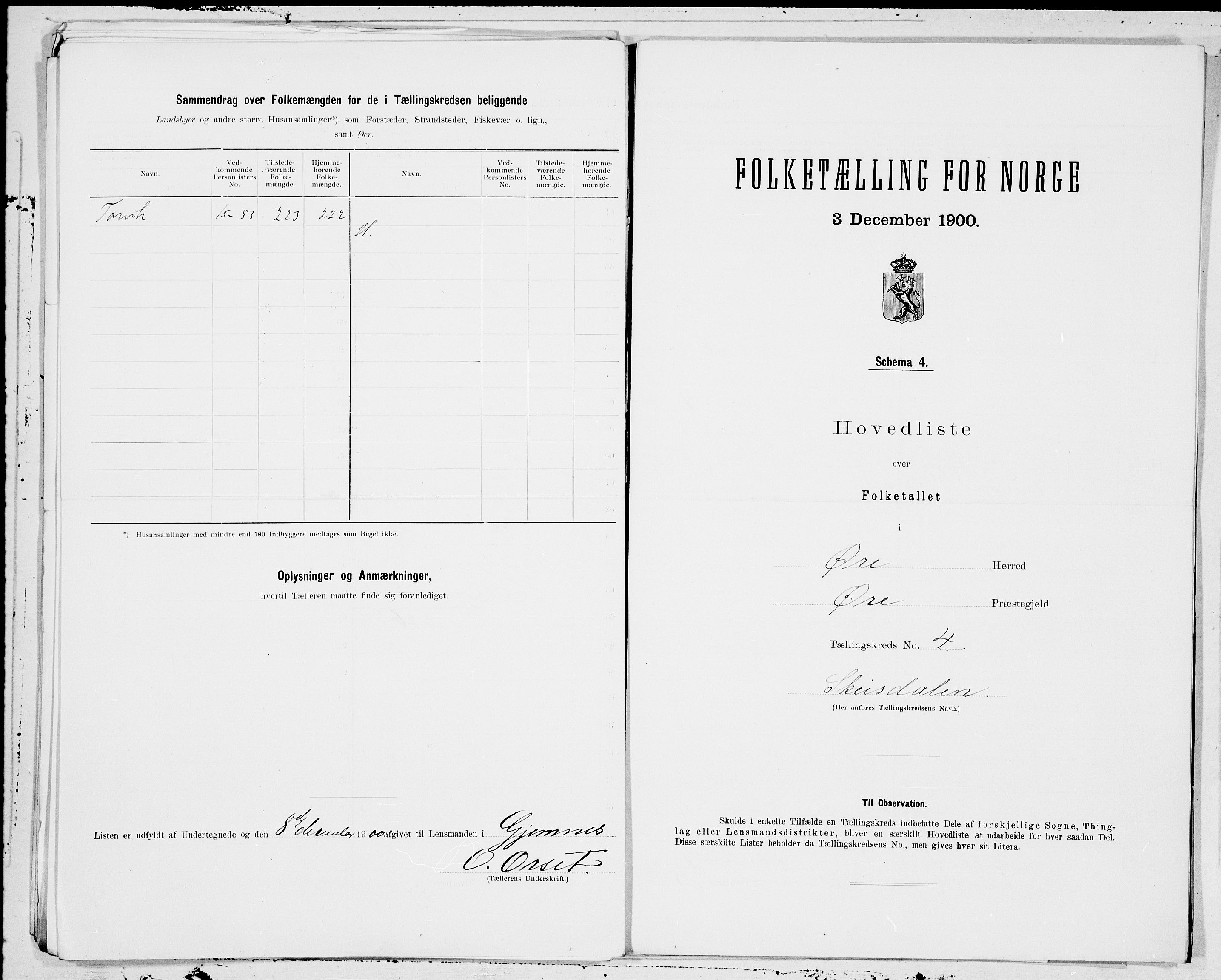 SAT, 1900 census for Øre, 1900, p. 8