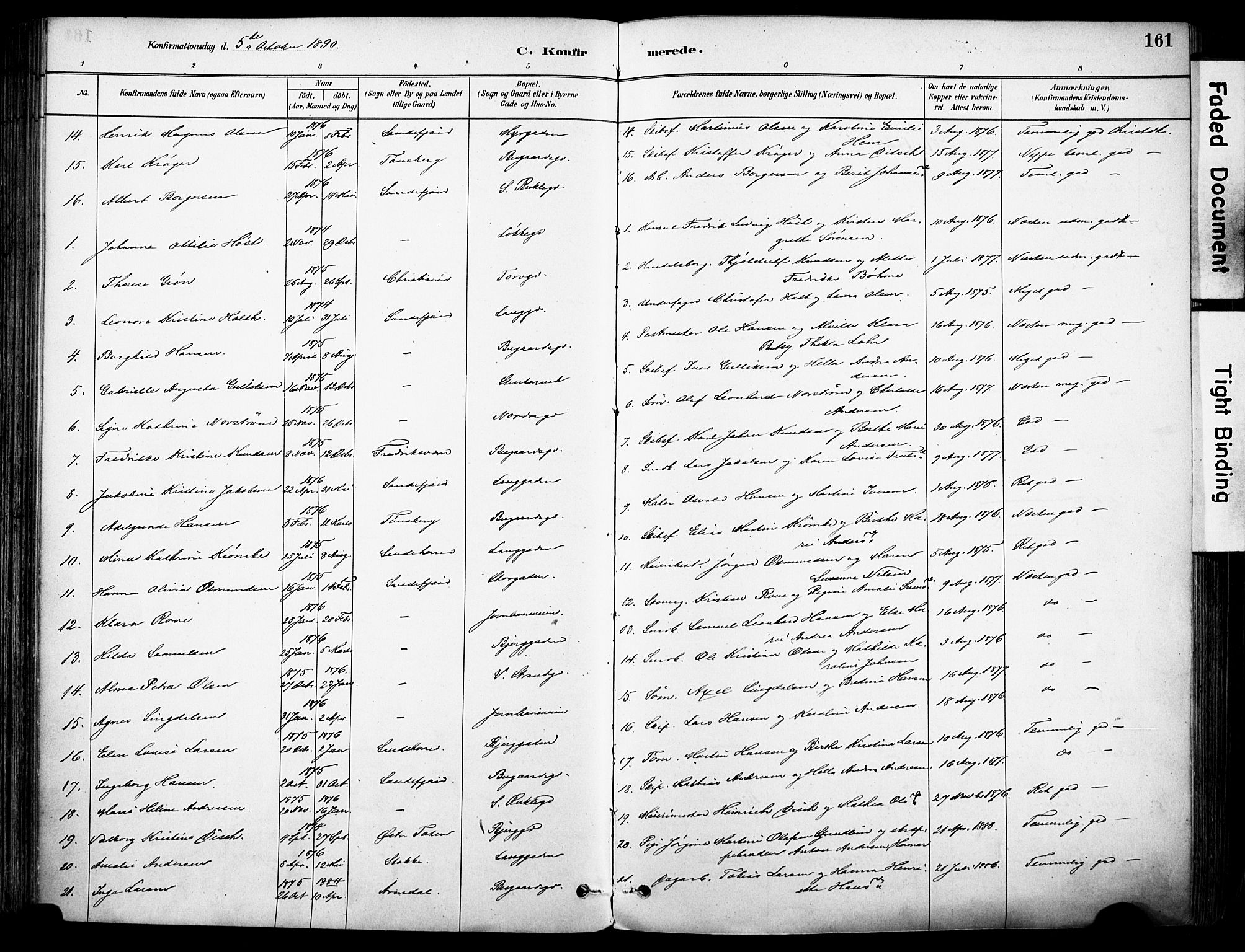 Sandefjord kirkebøker, AV/SAKO-A-315/F/Fa/L0002: Parish register (official) no. 2, 1880-1894, p. 161