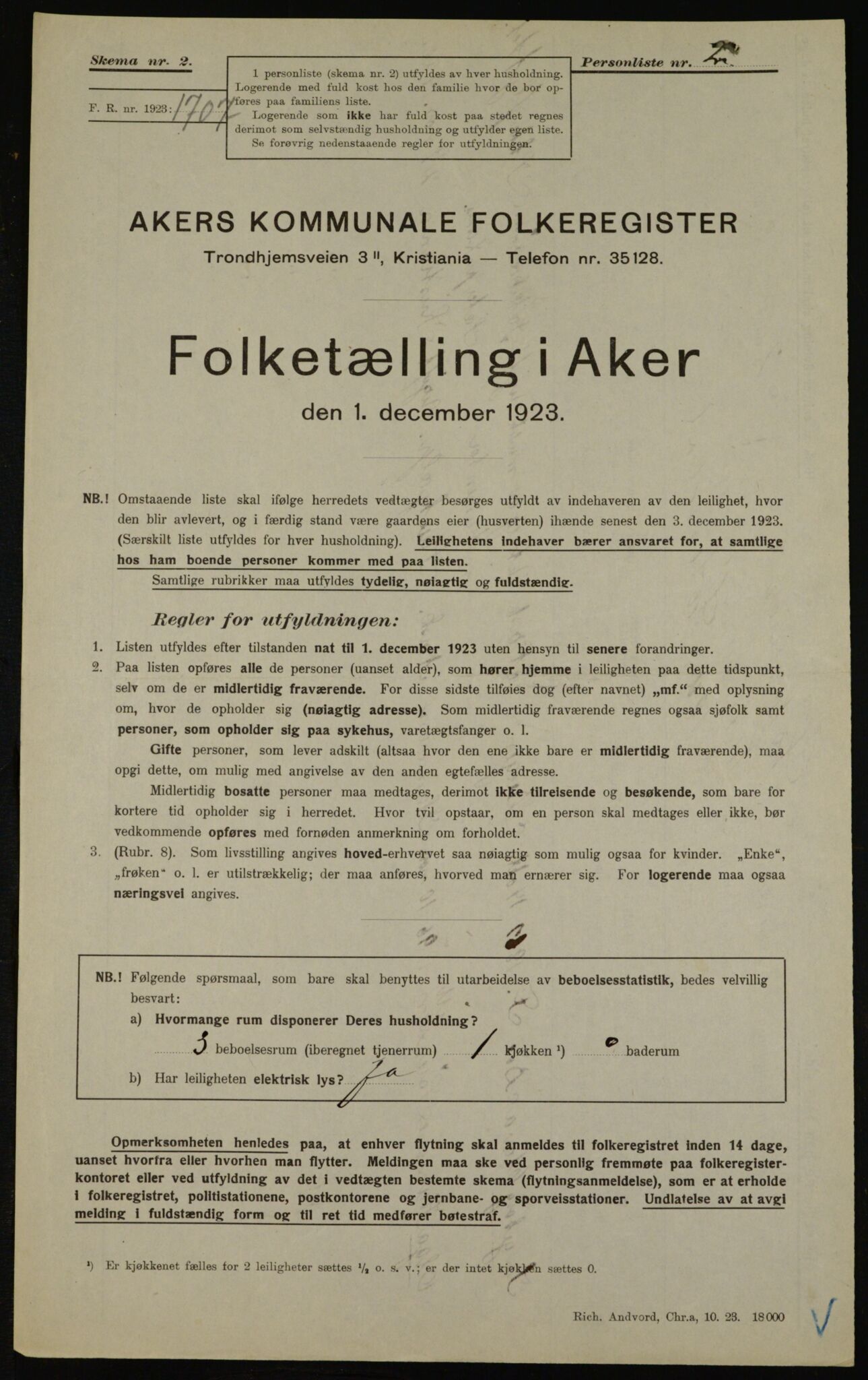 , Municipal Census 1923 for Aker, 1923, p. 46368