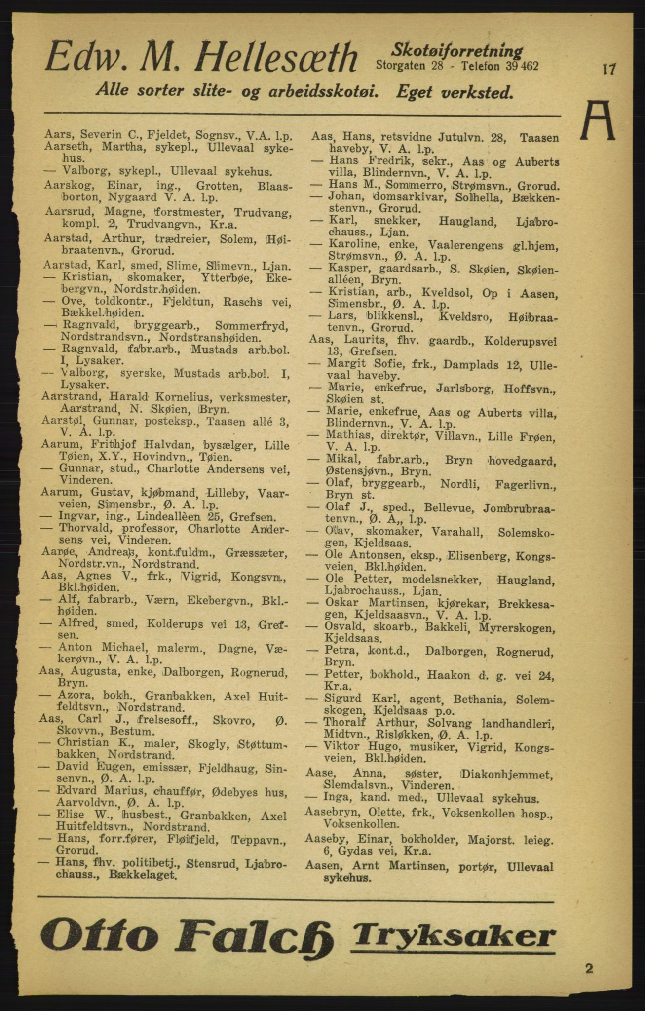 Aker adressebok/adressekalender, PUBL/001/A/003: Akers adressekalender, 1924-1925, p. 17