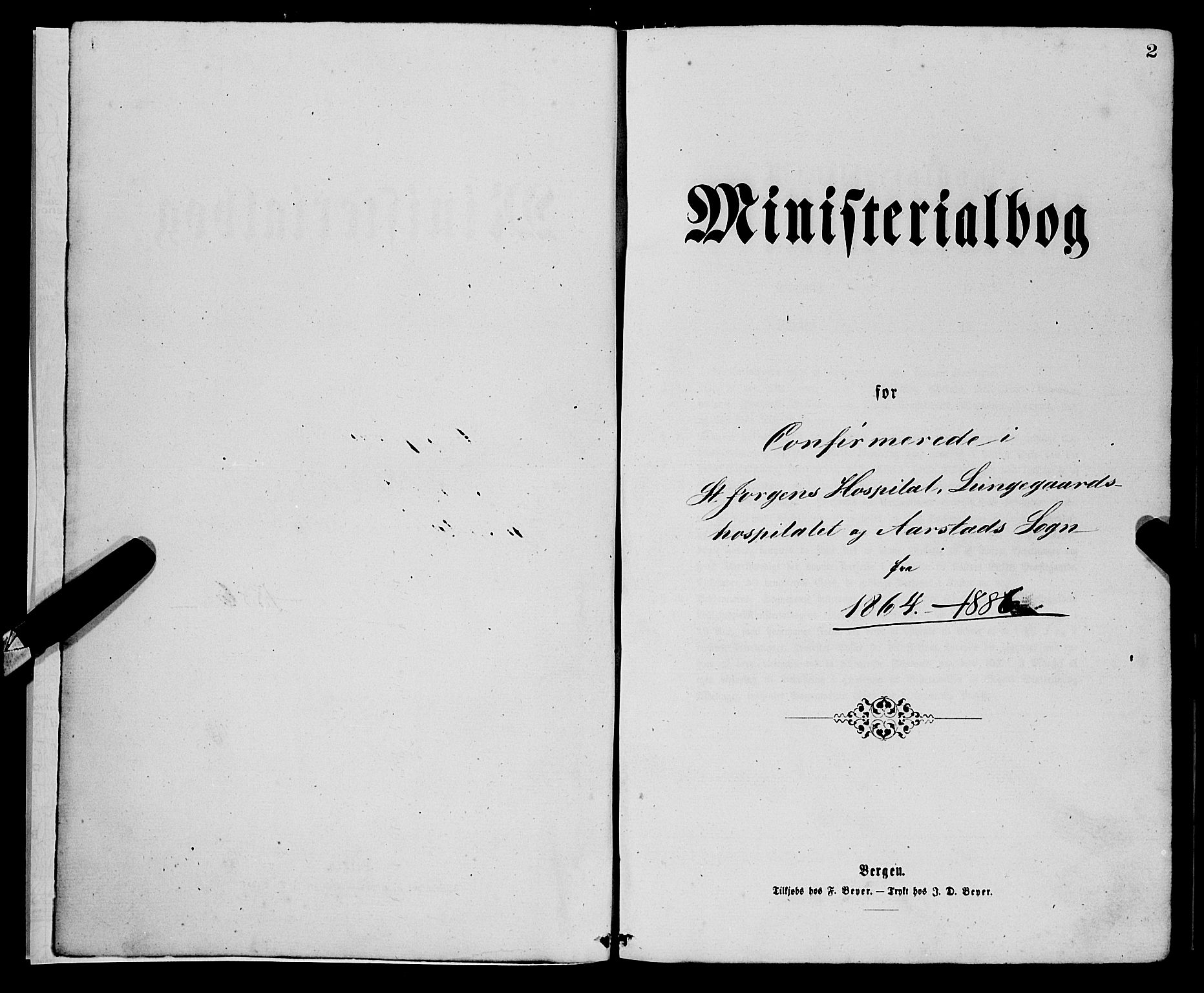 St. Jørgens hospital og Årstad sokneprestembete, SAB/A-99934: Parish register (official) no. A 8, 1864-1886, p. 2